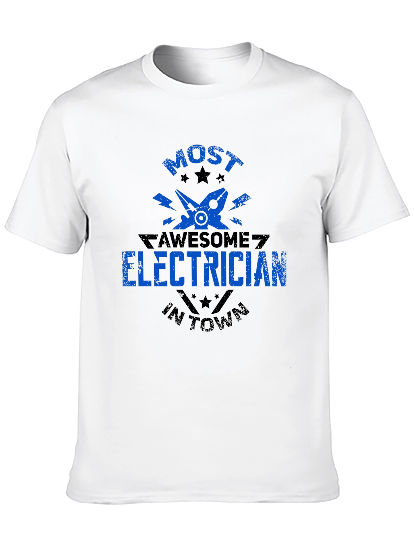 Black Awesome Electrician T-Shirt - Black Crew Neck view 10