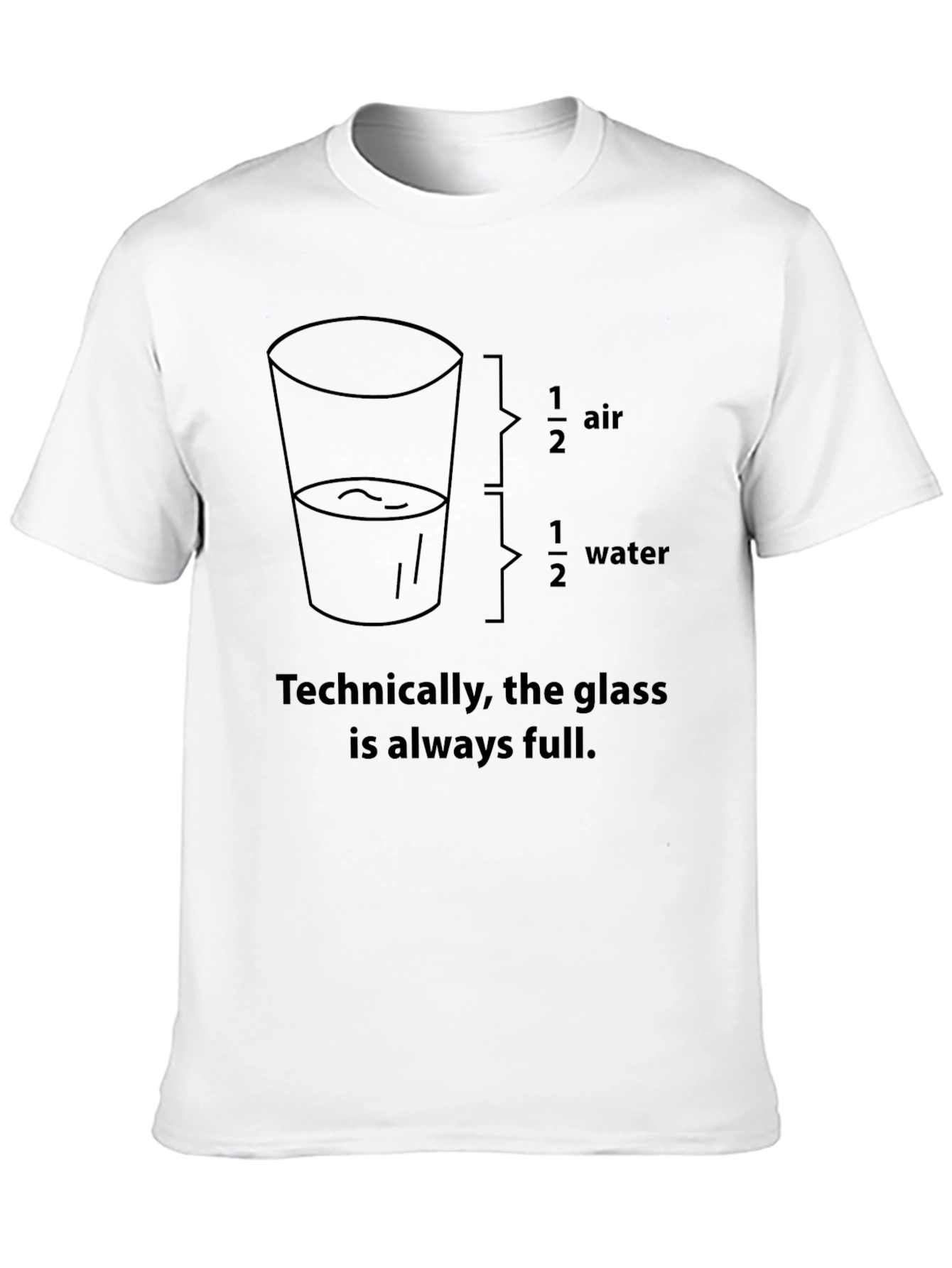 Black Funny "Glass is Always Full" Graphic T-Shirt view 10