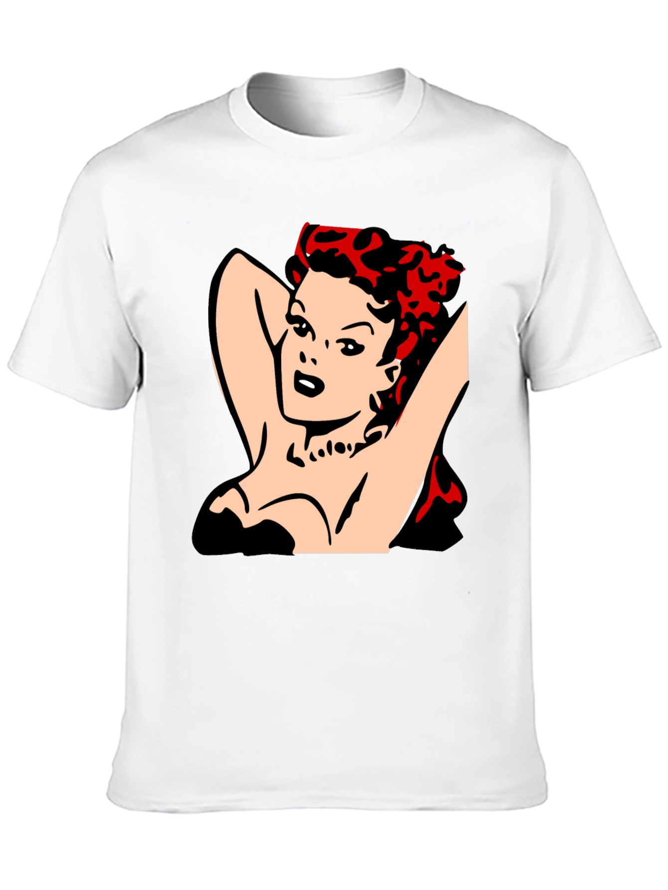 Black Retro Pin-Up Girl Graphic T-Shirt - Black view 10