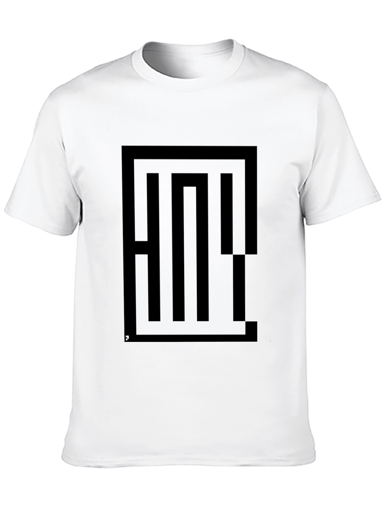 Black Geometric Maze Graphic Tee - Black Cotton Blend view 10