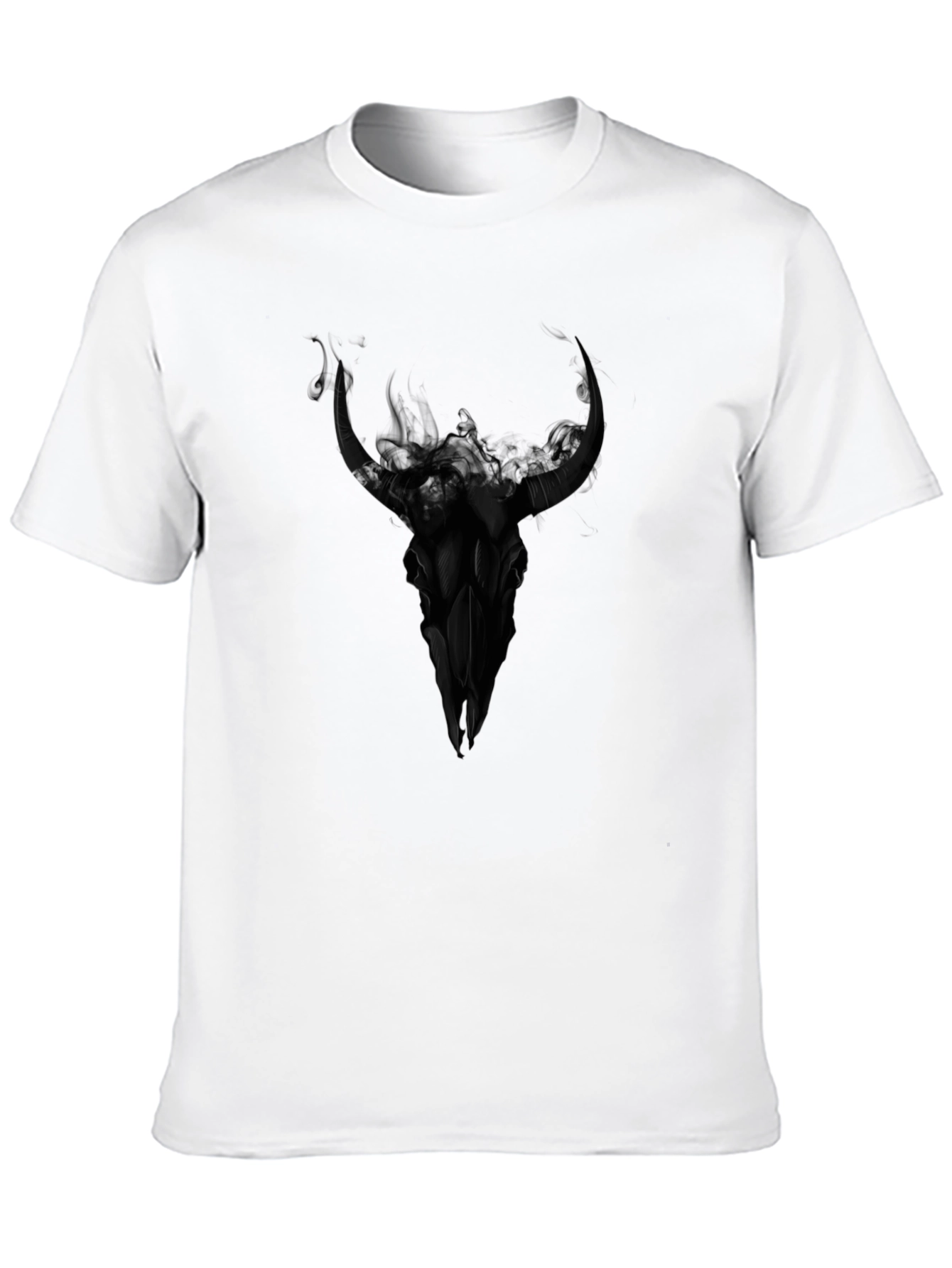 Black Black Bull Skull Graphic Tee - Dark Aesthetic T-Shirt view 10