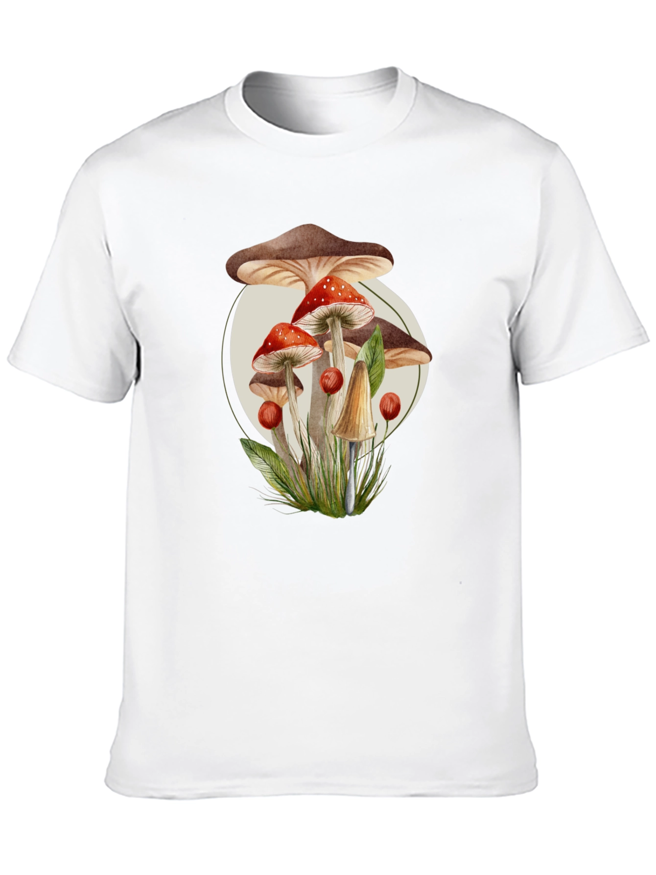 Black Mushroom Print Black T-Shirt - Unique Nature Design view 10