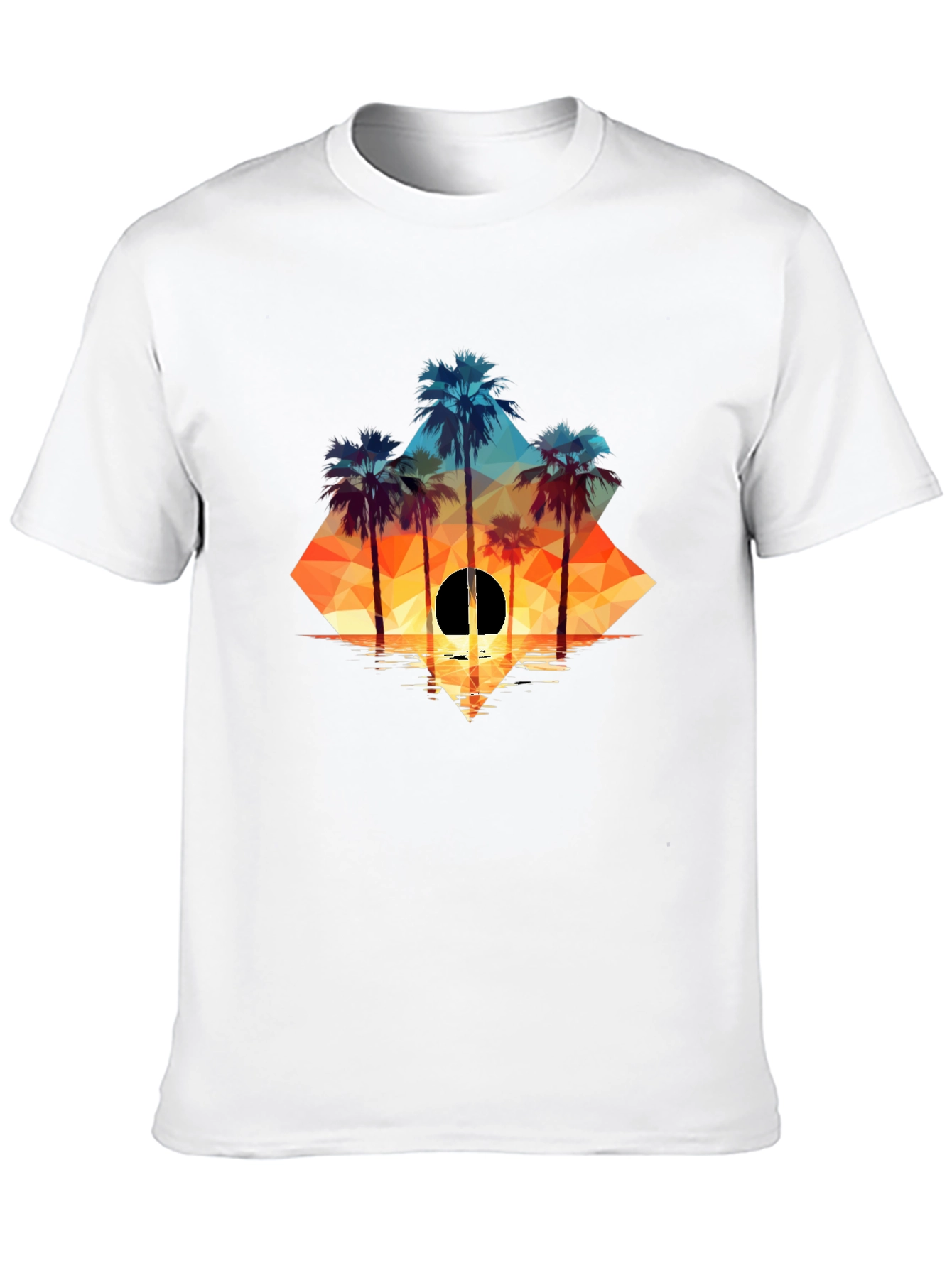 Black Geometric Palm Sunset Tee view 10