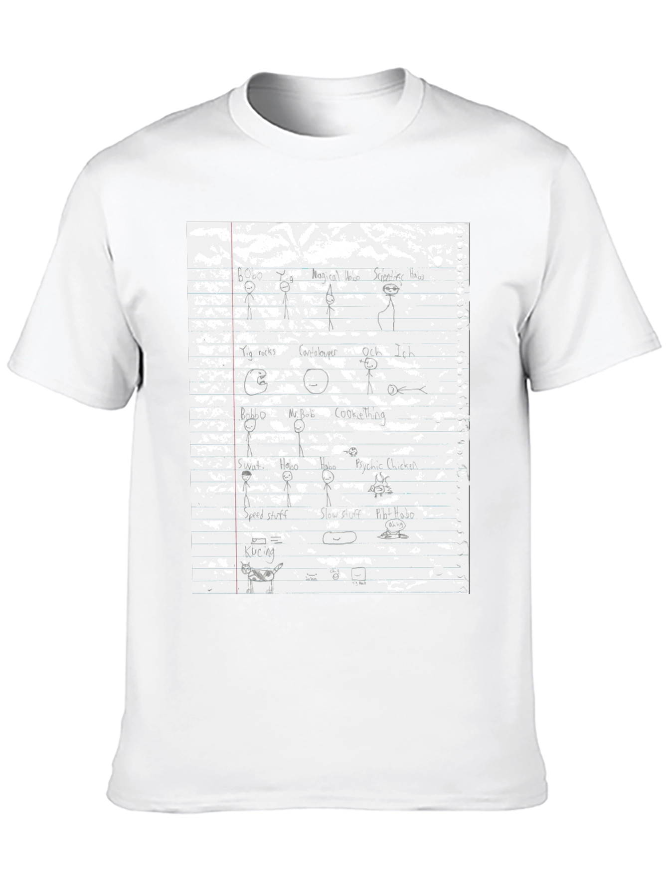 Black Hand-Drawn Doodle Tee - Stick Figures & Quirky Art view 10