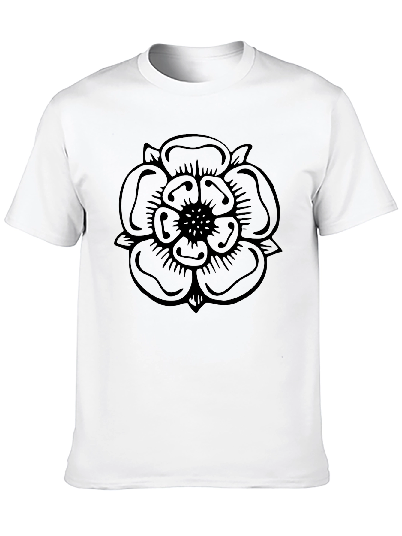 Black Men's Black Graphic Tee - Floral Design Casual Shirt view 10