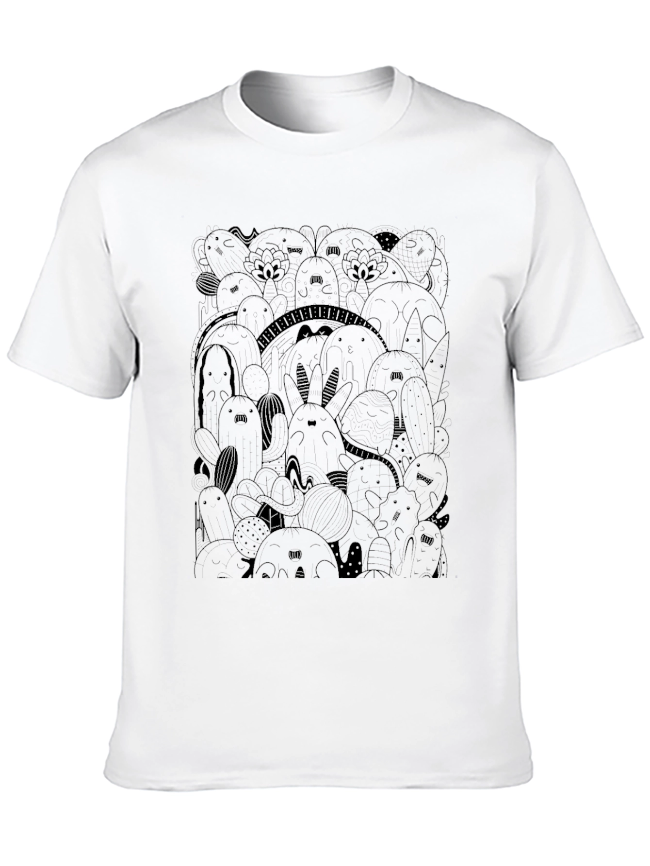 Black Men's Black Doodle Graphic Print T-Shirt view 10