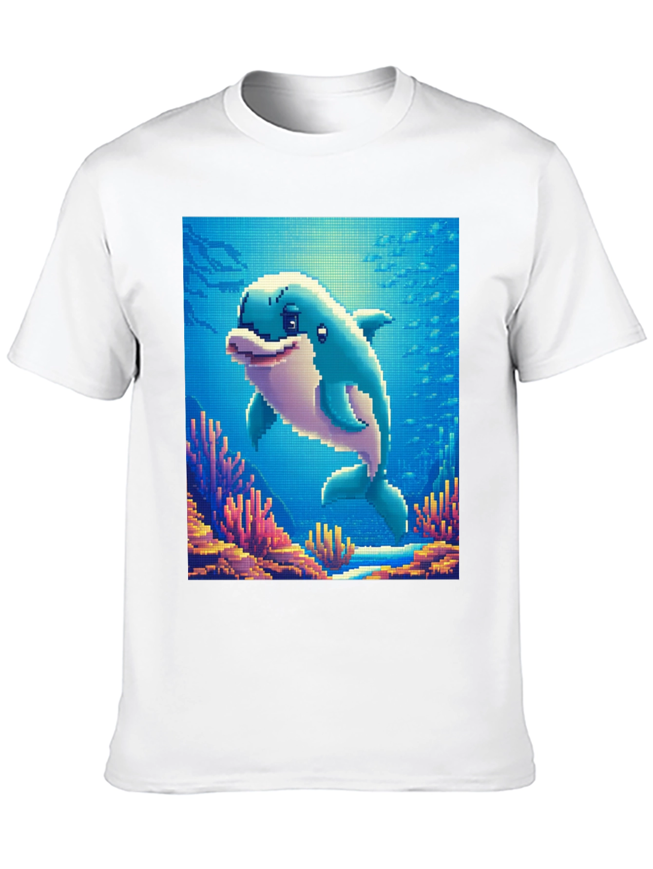 Black Pixel Dolphin Graphic Tee - Underwater Adventure Shirt view 10