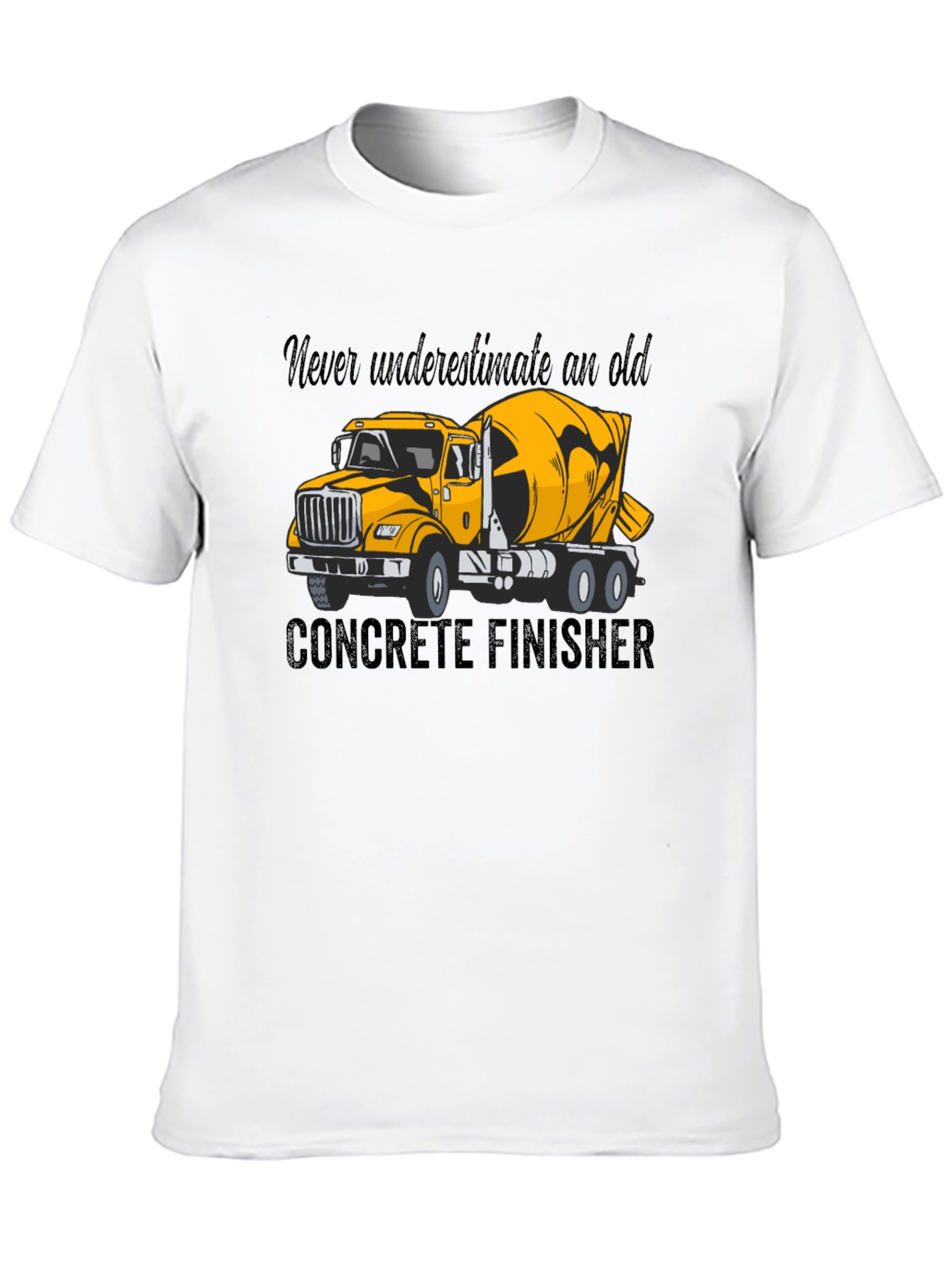 Black Concrete Finisher T-Shirt - Yellow Truck Graphic Tee view 10