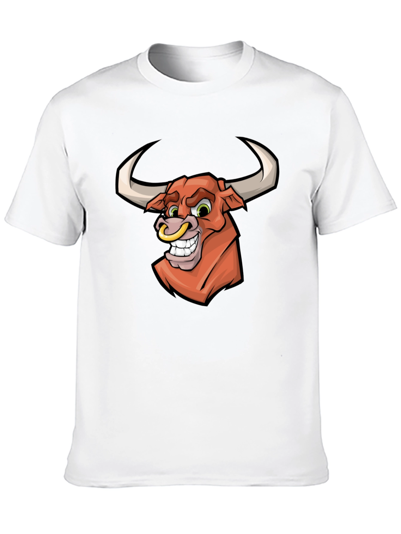 Black Cartoon Bull Graphic T-Shirt - Black view 10