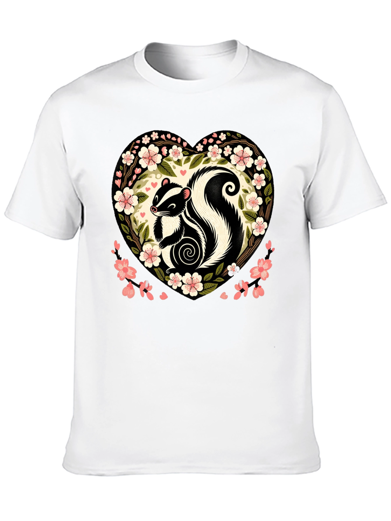 Black Skunk Heart Floral Graphic Tee view 10