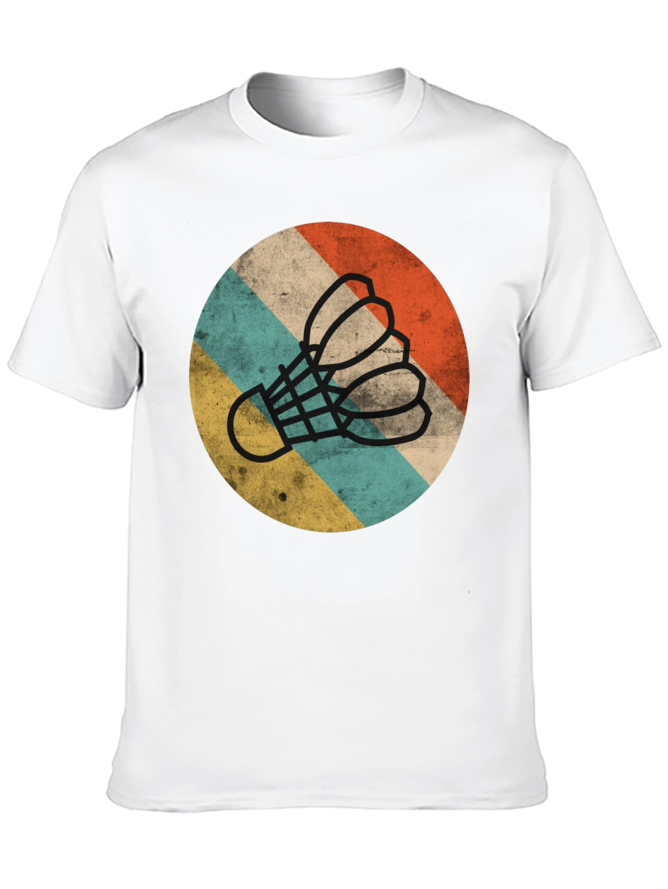 Black Retro Badminton Shuttlecock T-Shirt view 10