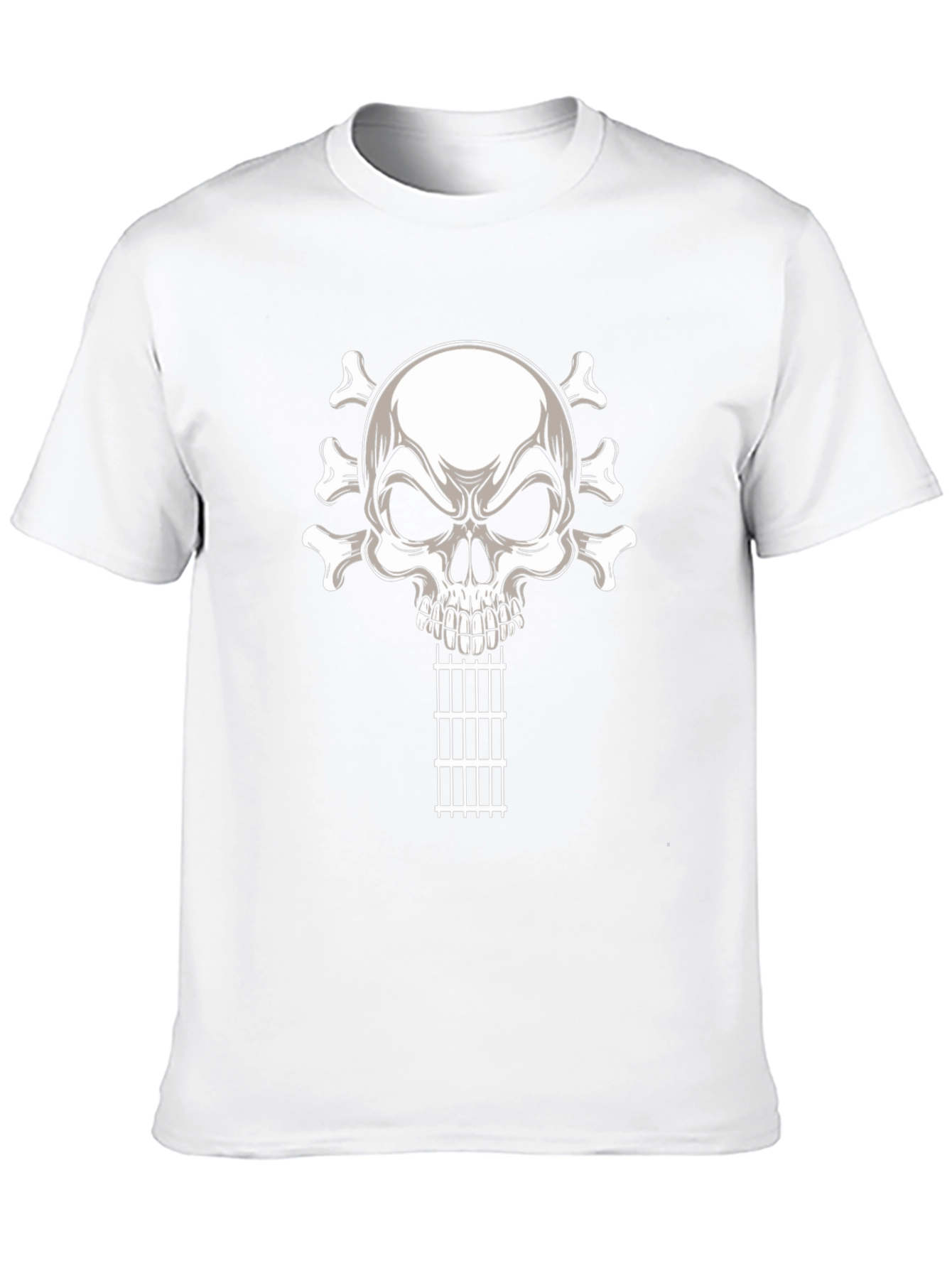 Black Skull Guitar T-Shirt - Rocker Style Black Tee view 10
