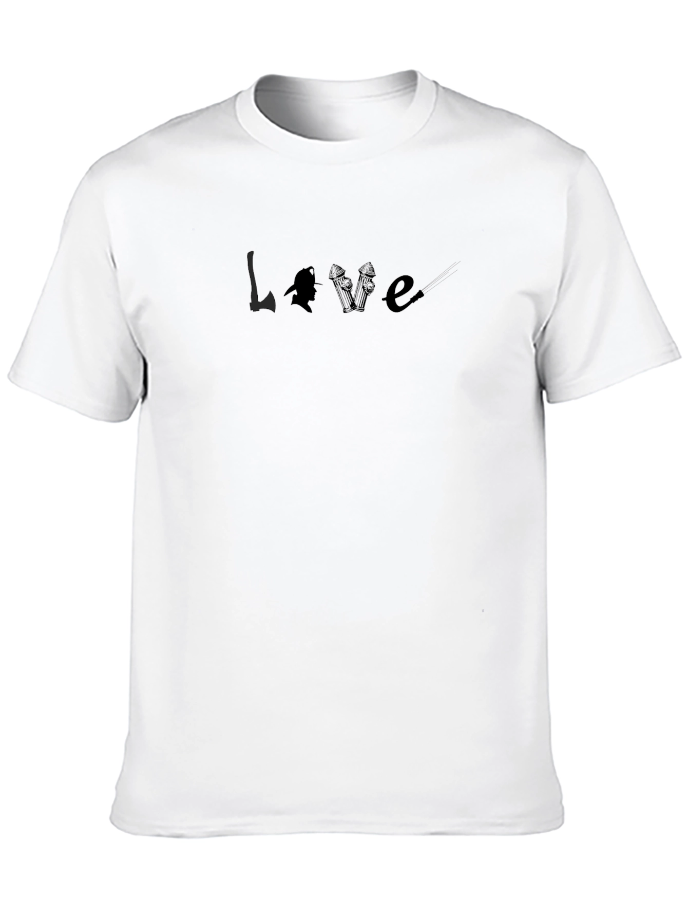 Black Firefighter Love Graphic Tee - Black Crew Neck Shirt view 10