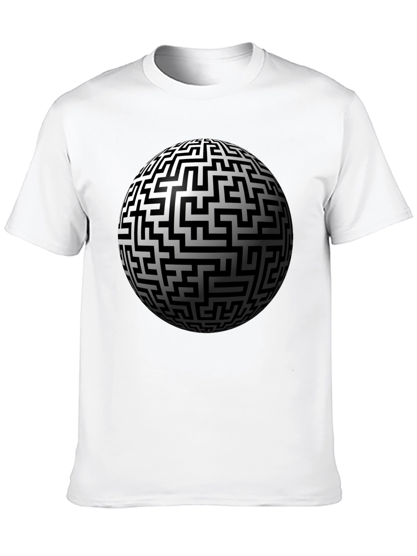 Black Maze Sphere Graphic Tee - Black Cotton Casual Wear view 10