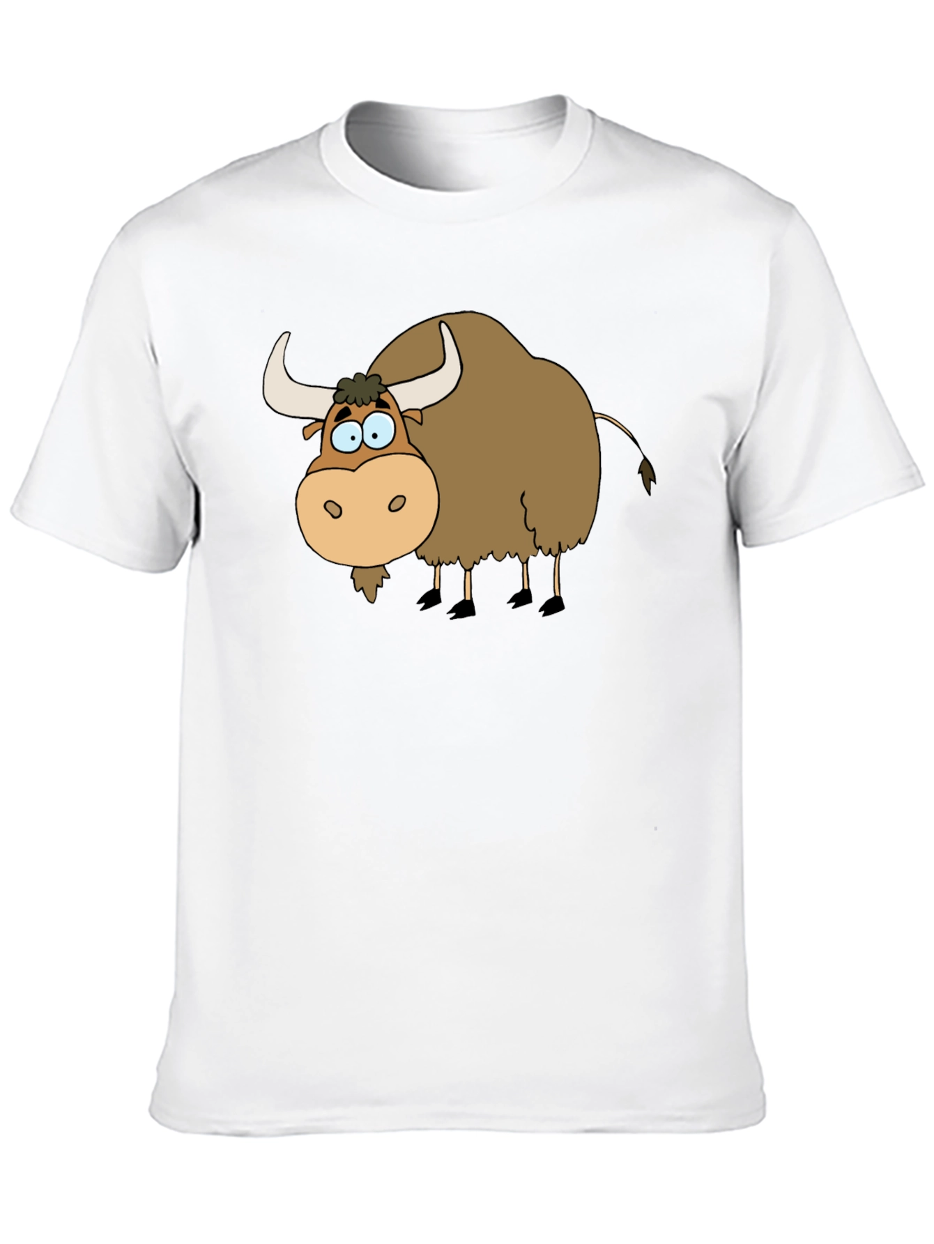 Black Cartoon Yak Graphic Tee - Black Cotton T-Shirt view 10