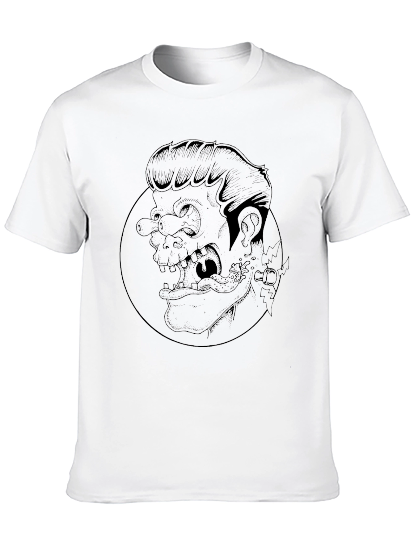 Black Graphic Print Black Crew Neck Tee view 10