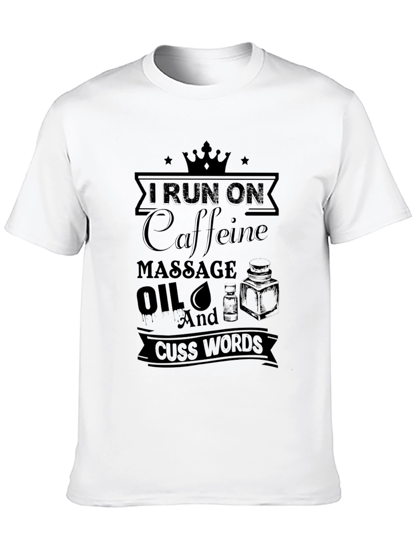 Black Funny Massage Therapist T-Shirt - Caffeine & Cuss Words view 10