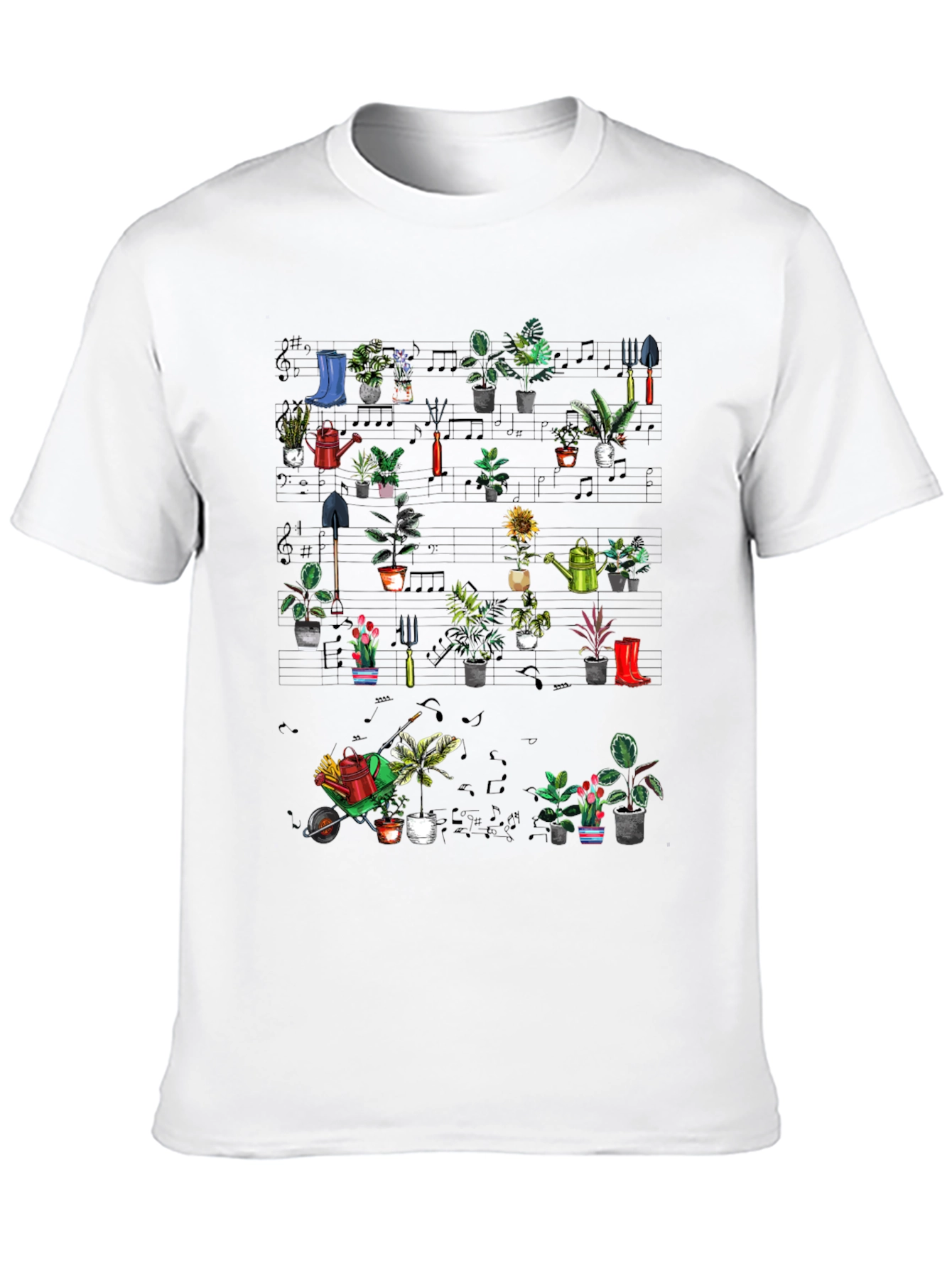 Black Gardening Plants Music T-Shirt view 10