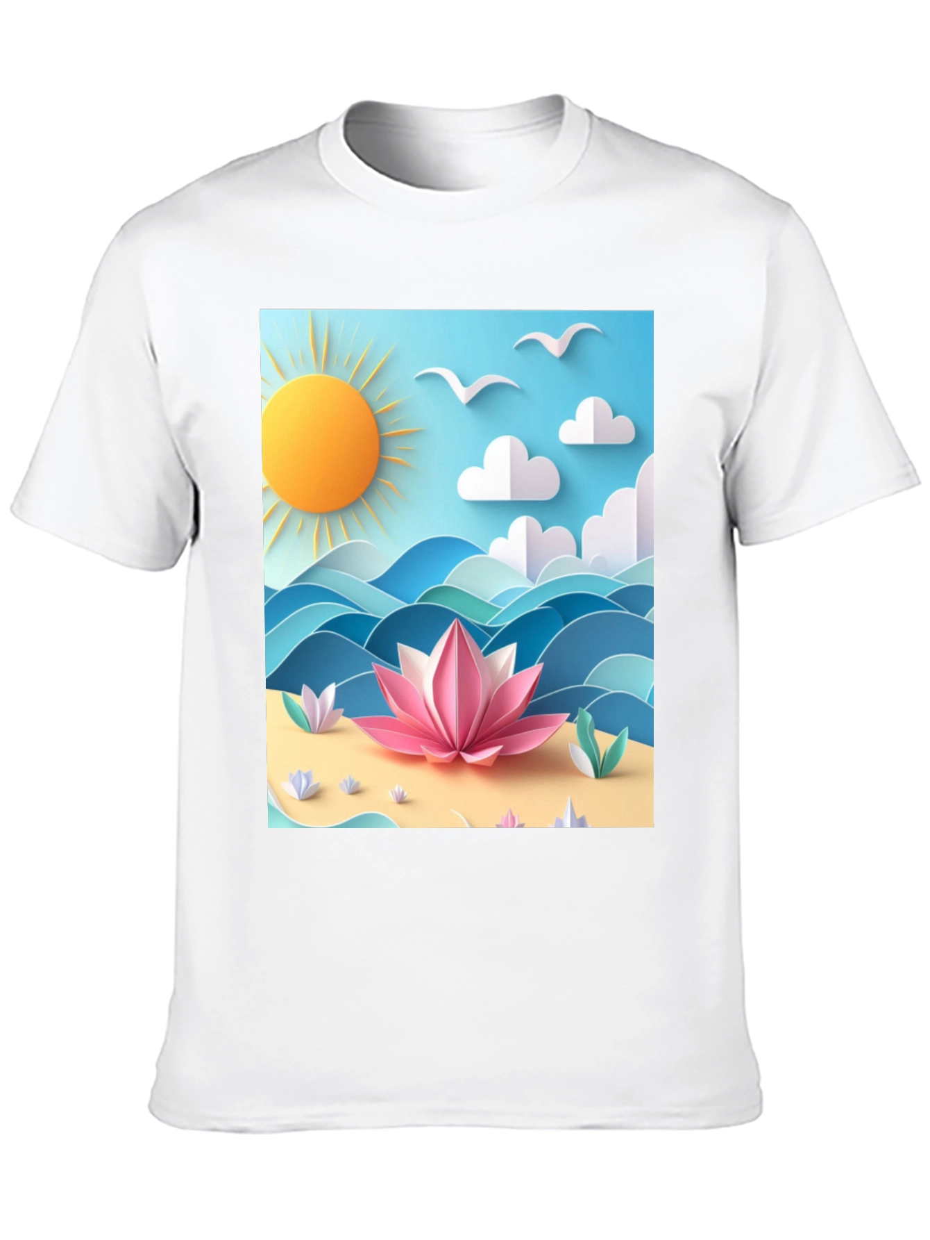 Black Black Tee with Beach Lotus Graphic view 10