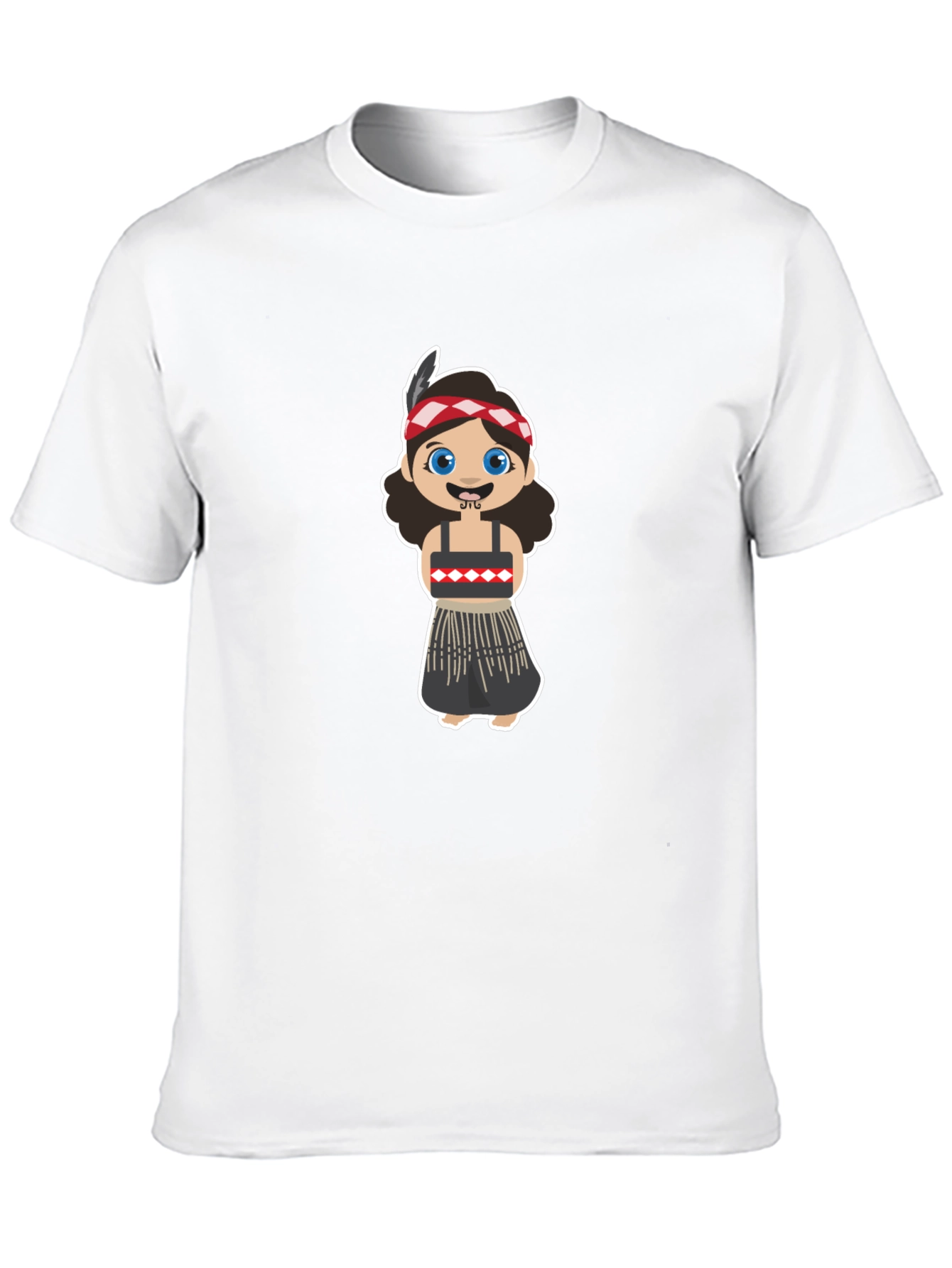 Black Maori Girl Cartoon Graphic Tee - Black view 10