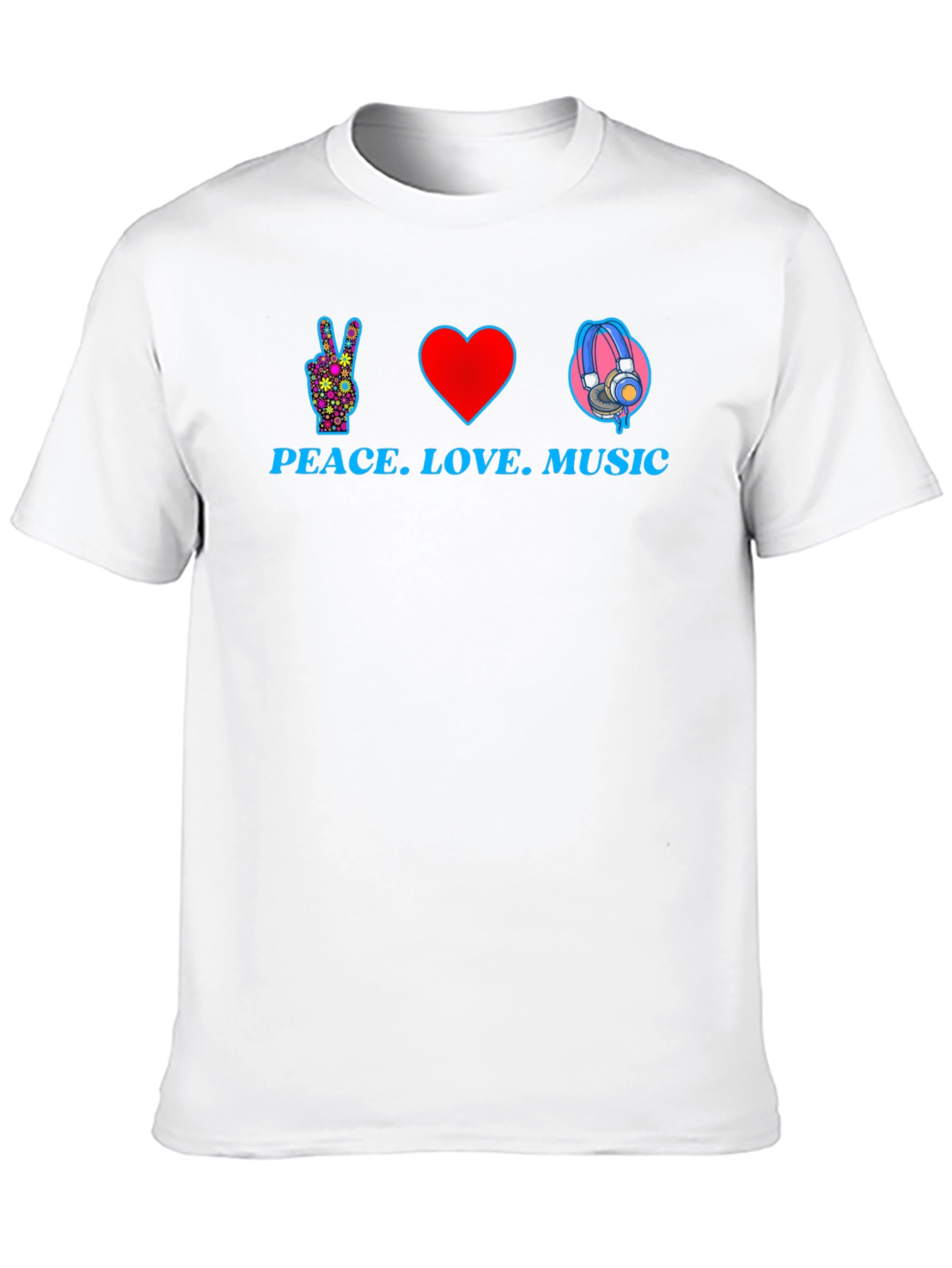 Black Peace Love Music Graphic T-Shirt - Black view 10