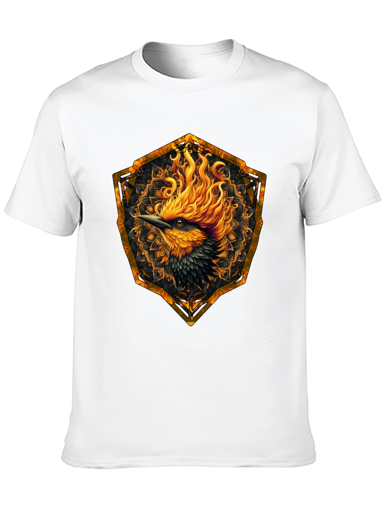Black Fiery Phoenix Graphic Tee - Black Cotton Blend view 10