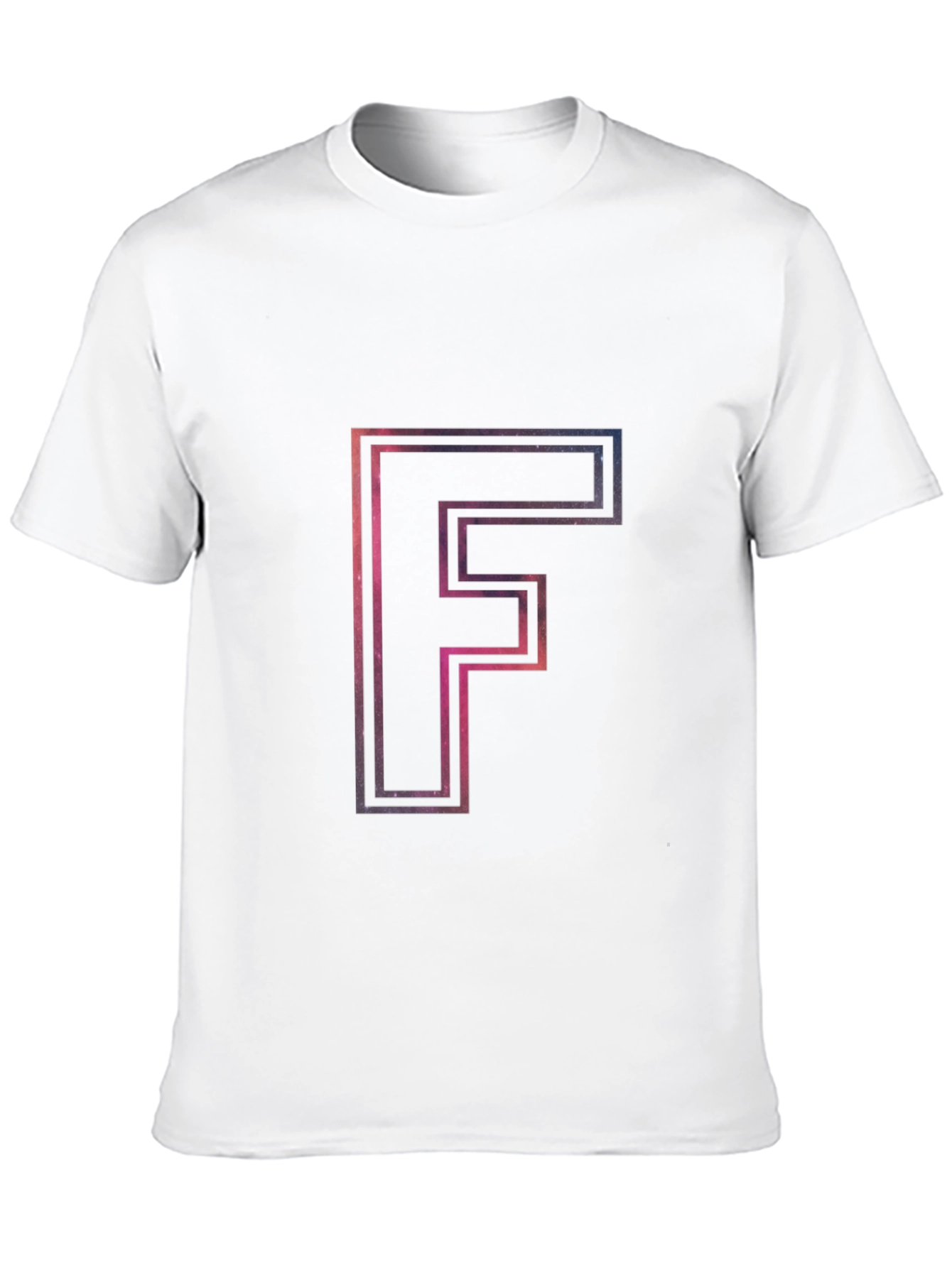 Black Galaxy Letter F Men's Black T-Shirt view 10