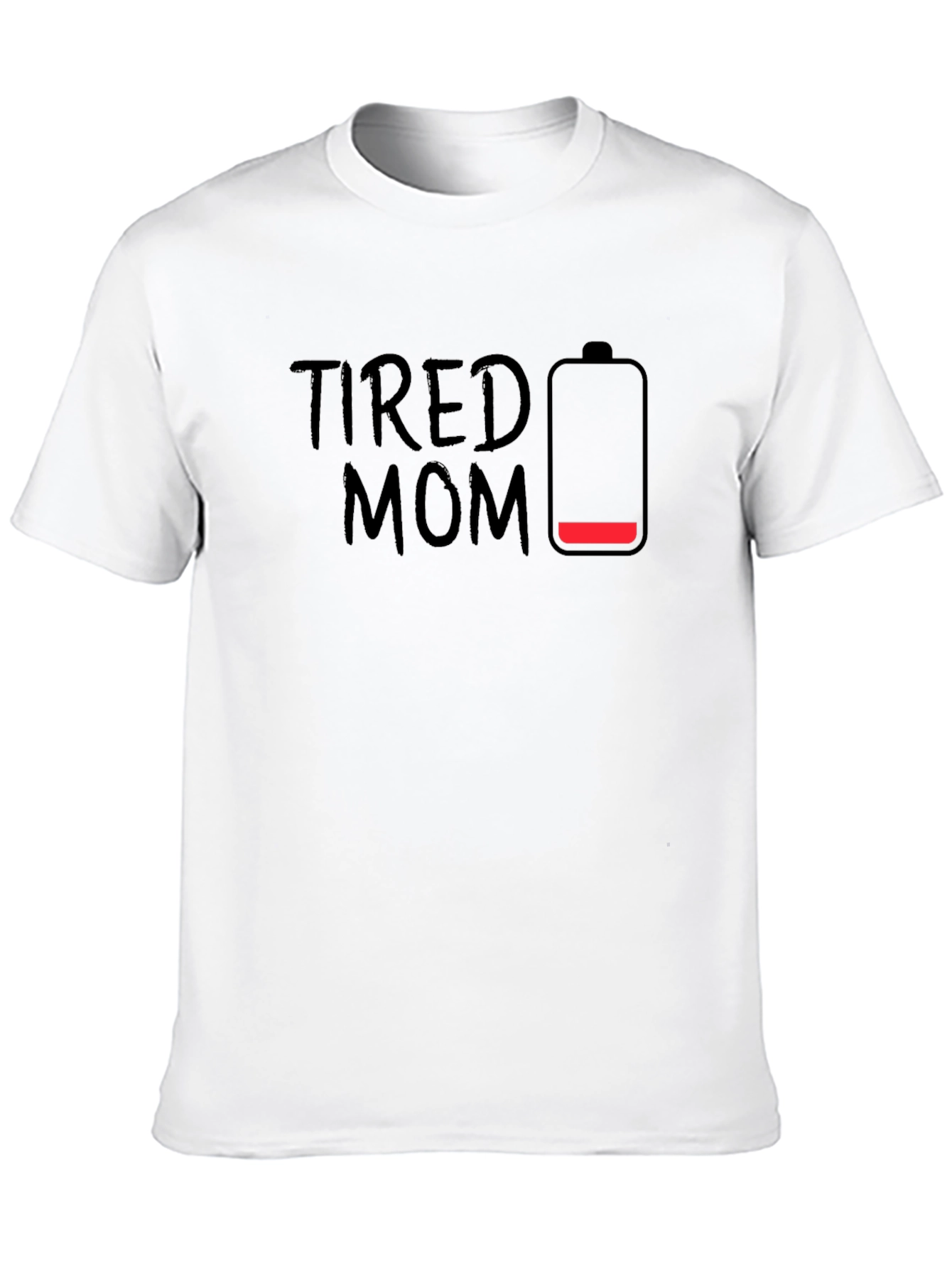 Black Tired Mom Low Battery Black T-Shirt view 10