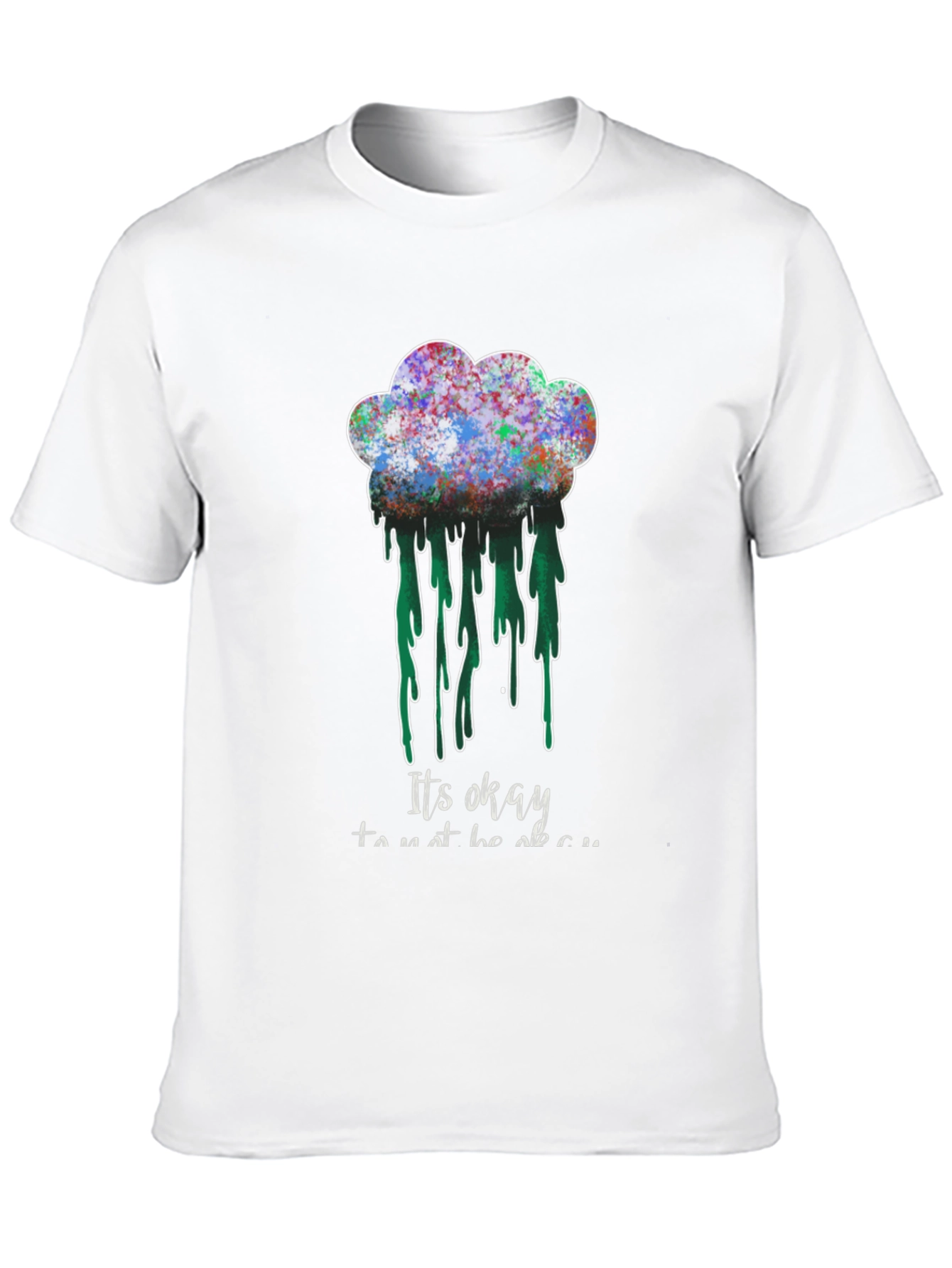 Black It's Okay T-Shirt - Colorful Cloud Design view 10