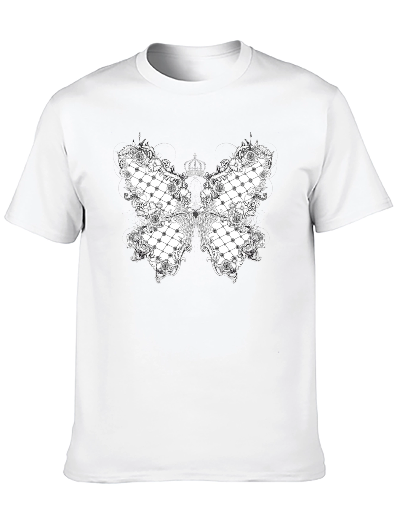 Black Elegant Butterfly Crown Graphic Tee view 10