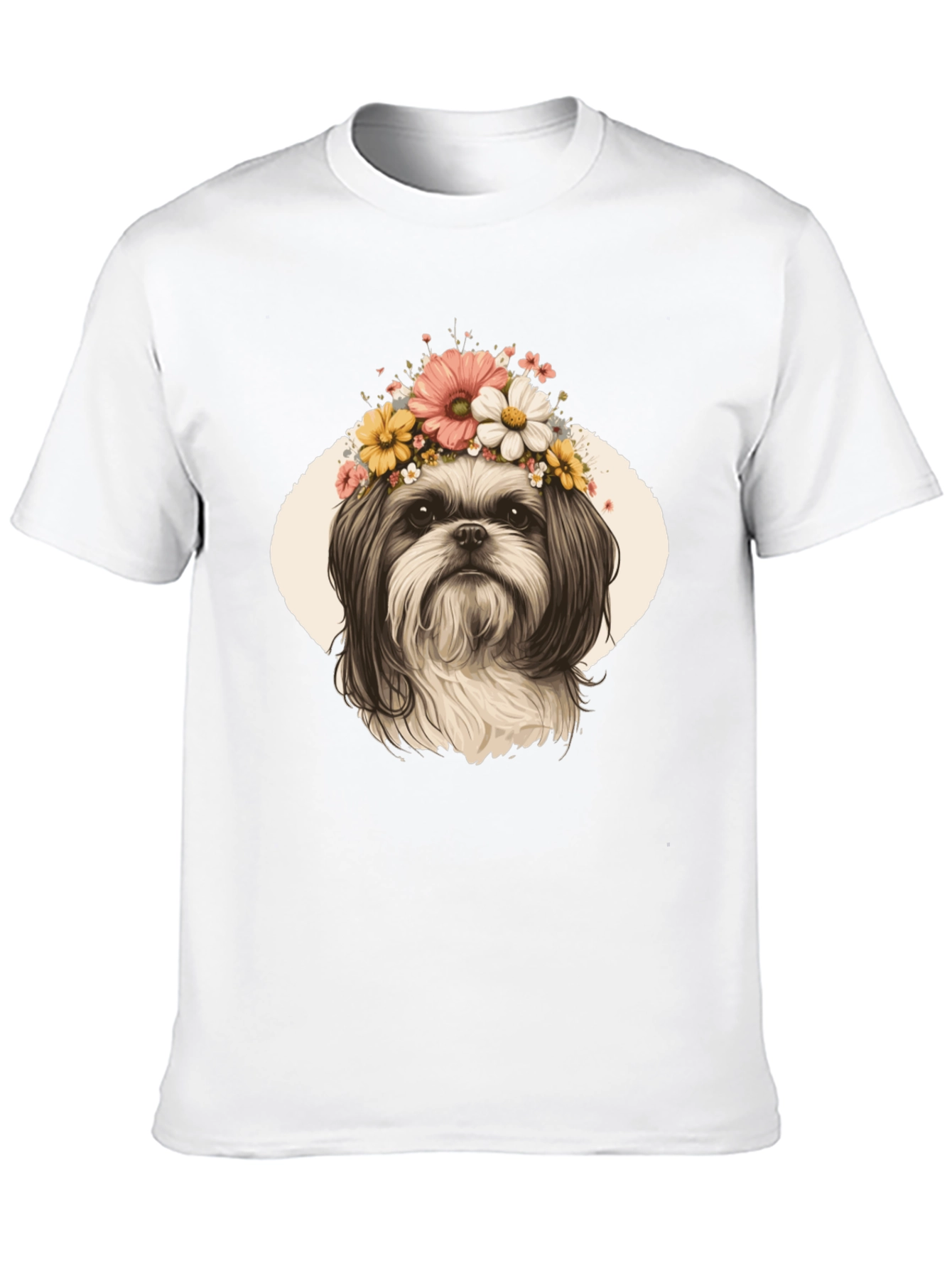 Black Dog with Flower Crown Graphic T-Shirt view 10