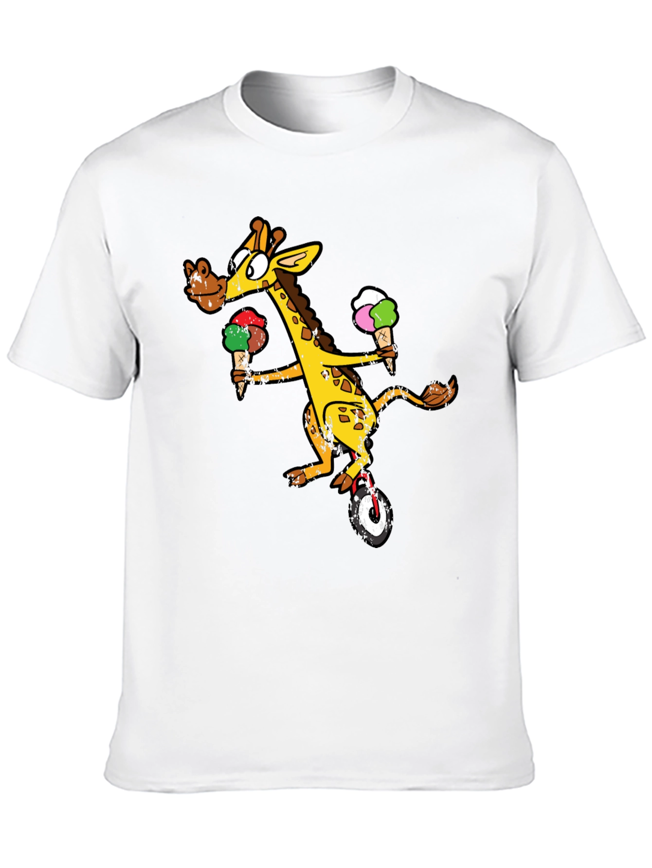 Black Giraffe On Unicycle T-Shirt view 10