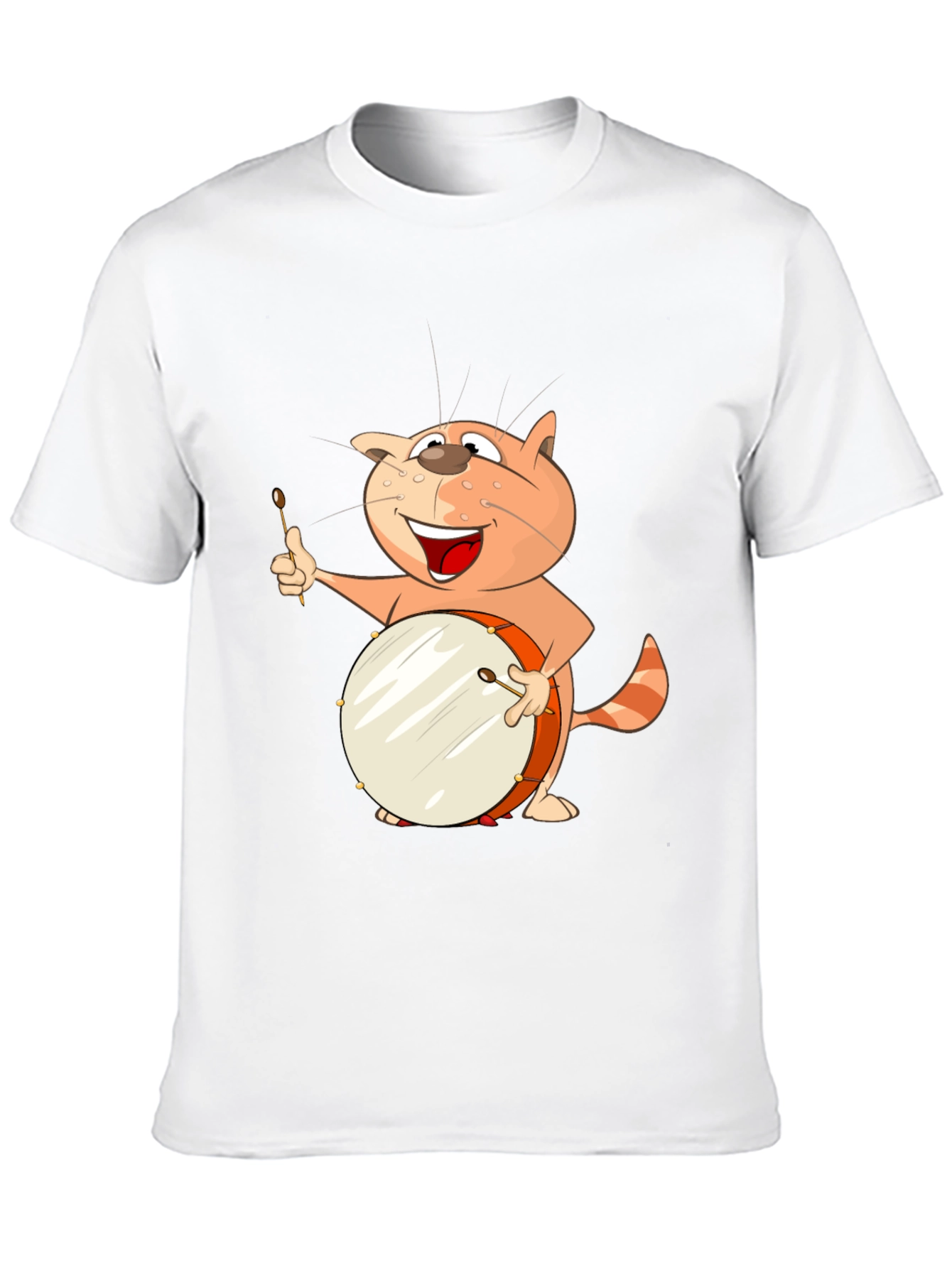 Black Funny Cat Drummer T-Shirt view 10