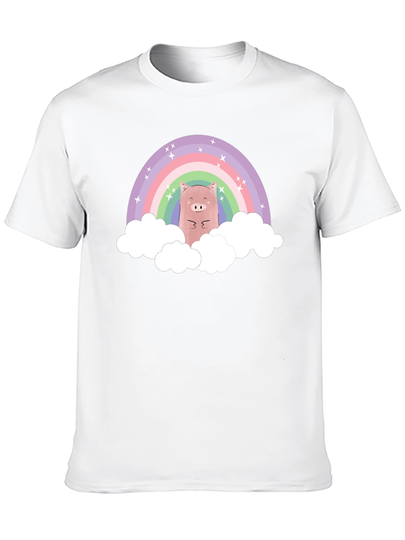 Black Rainbow Pig T-Shirt - Cute Cartoon Design view 10