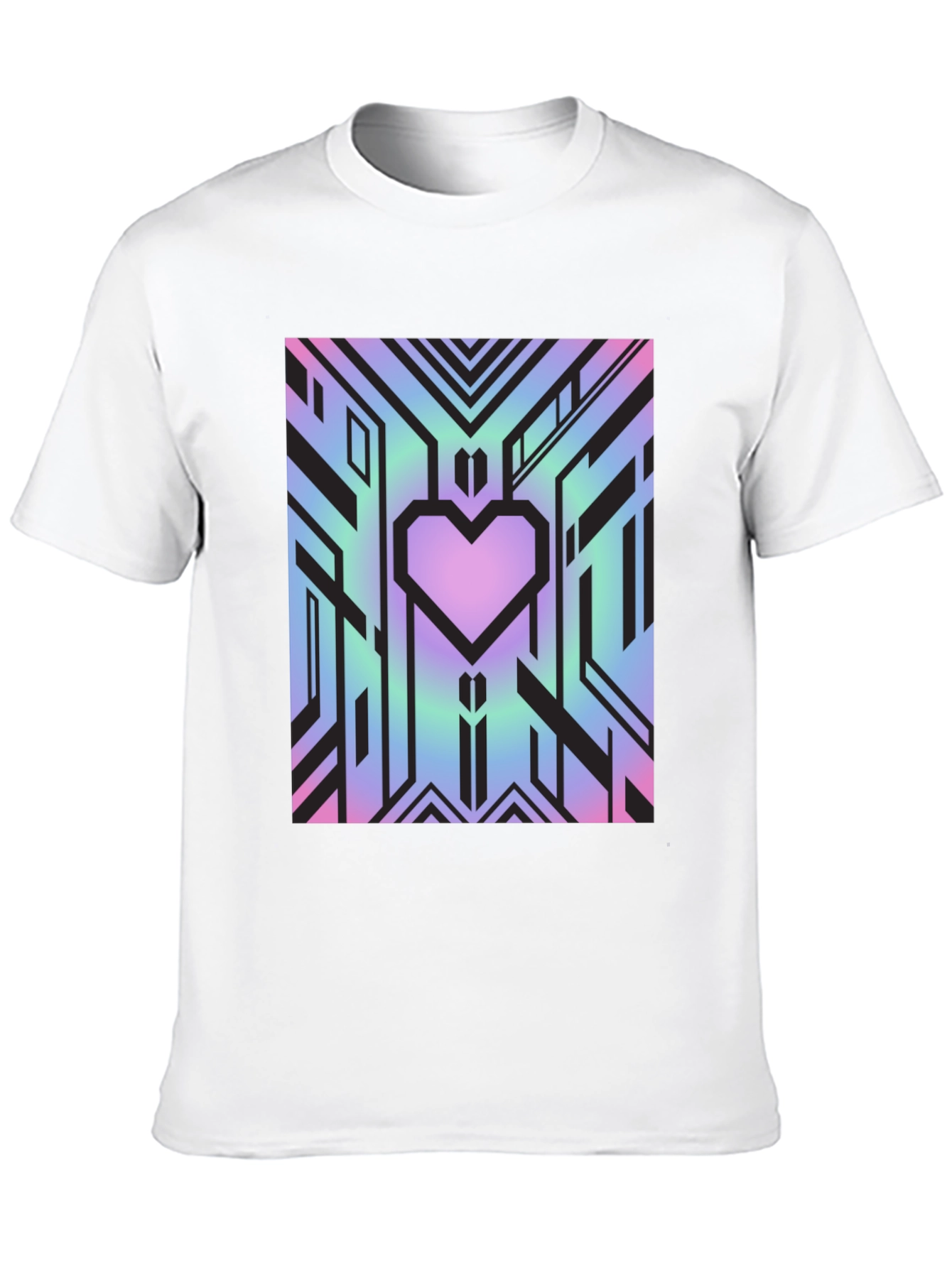 Black Geometric Heart Graphic Tee - Abstract Design view 10