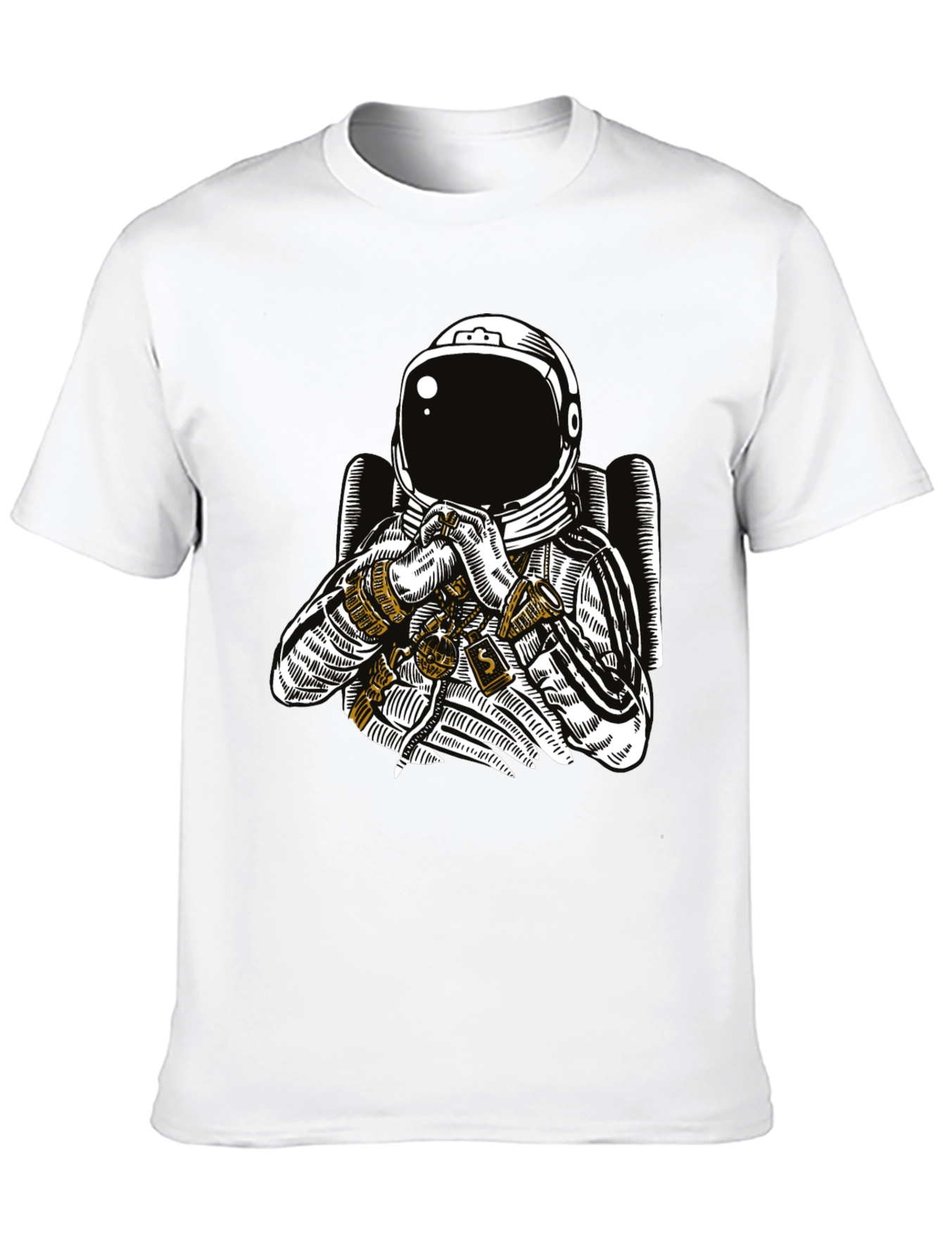 Black Astronaut Graphic Tee - Black Cotton T-Shirt view 10
