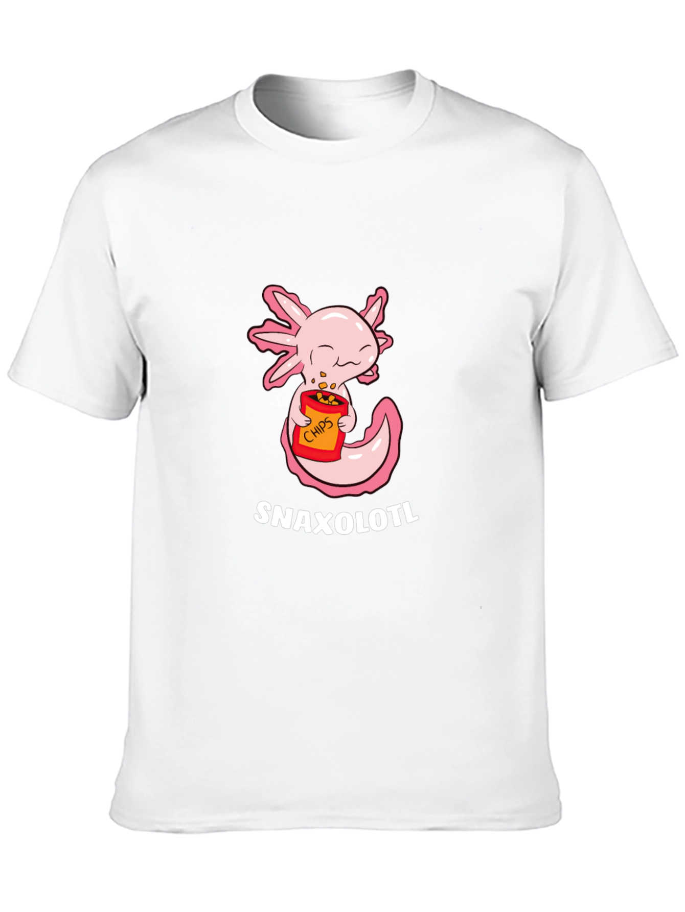 Black Snaxolotl T-Shirt - Cute Axolotl Eating Chips! view 10
