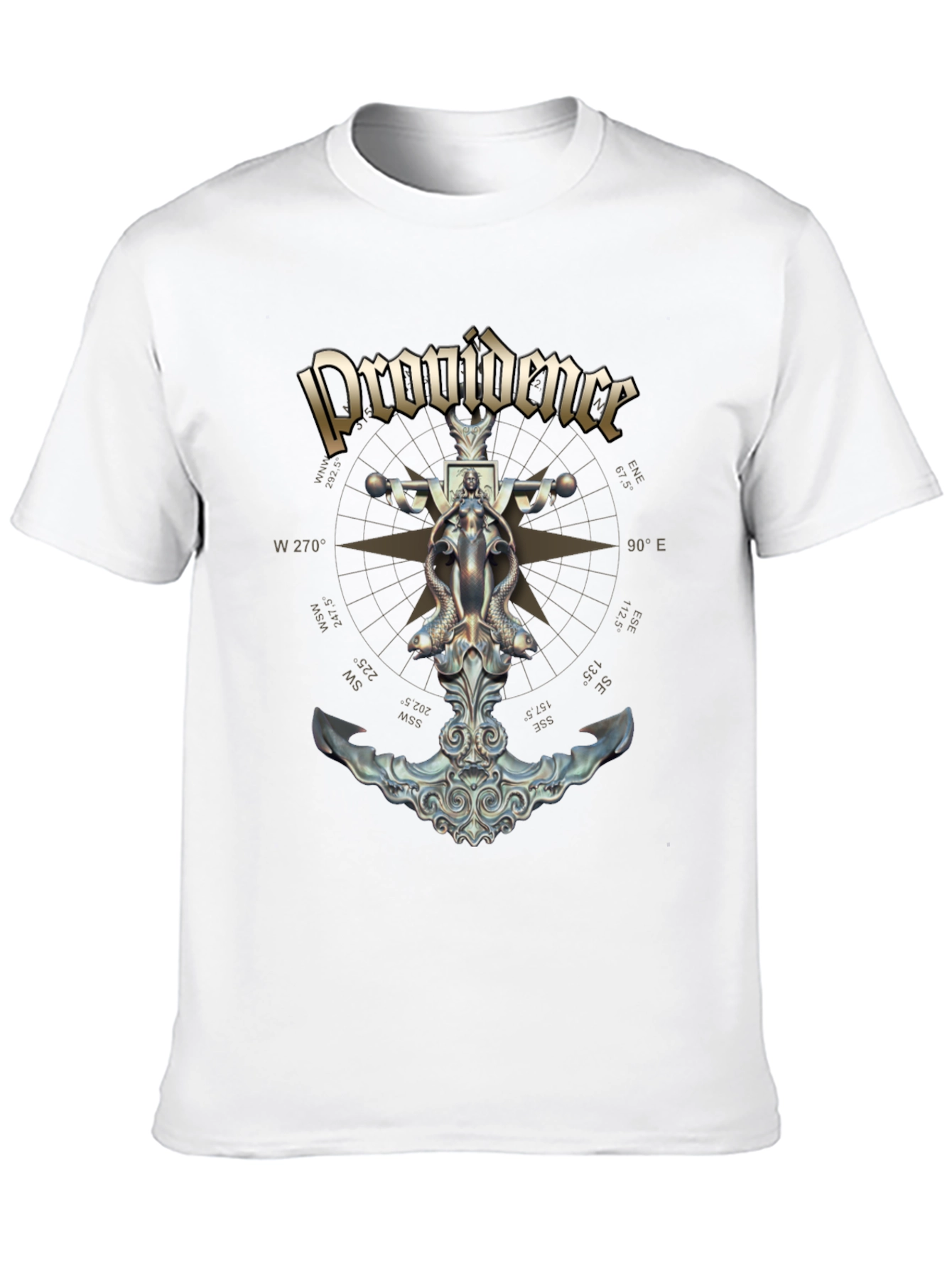 Black Providence Nautical Anchor Compass Rose Graphic Tee view 10