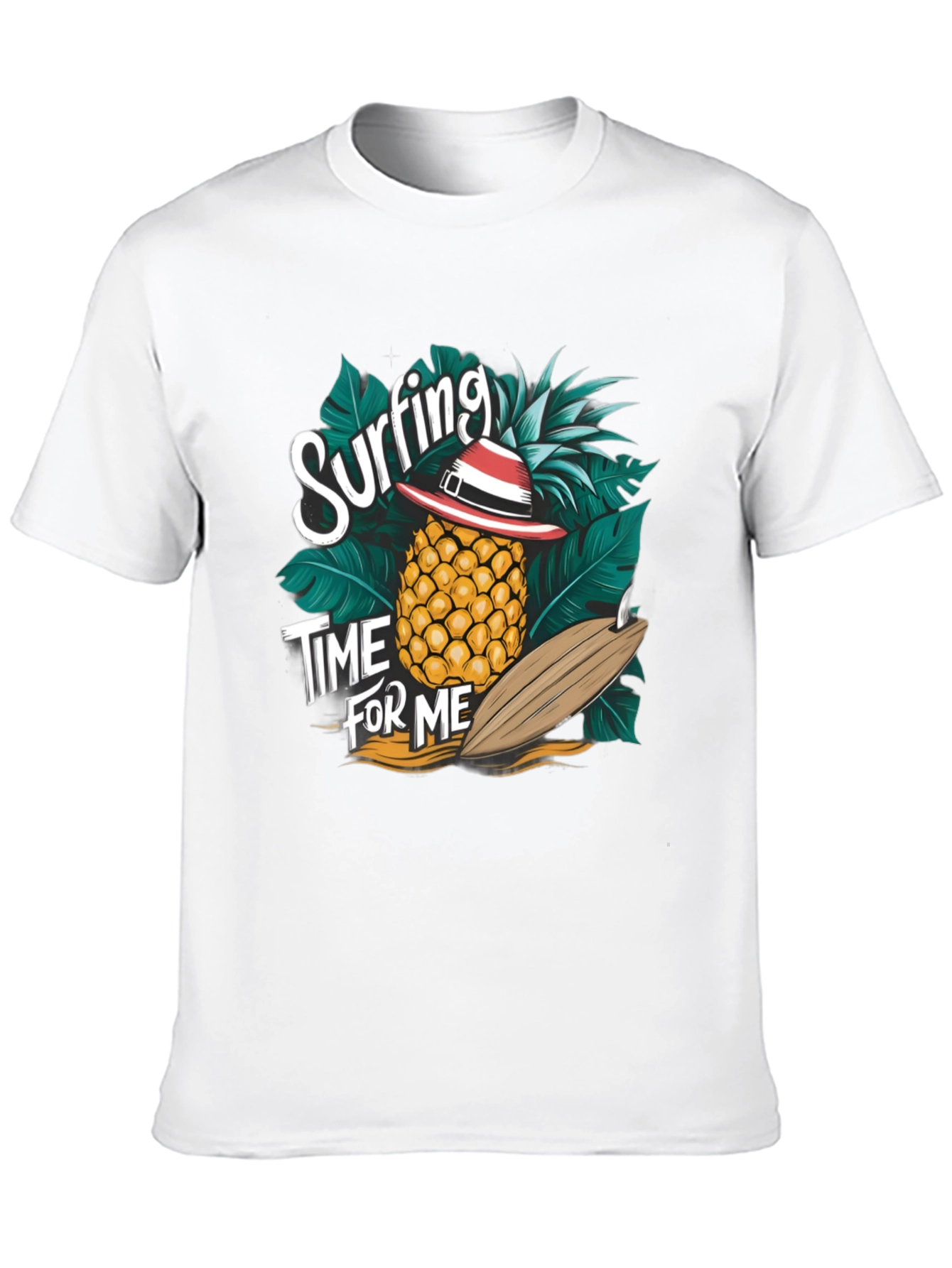 Black Surfing Pineapple T-Shirt - Tropical Summer Vibes view 10