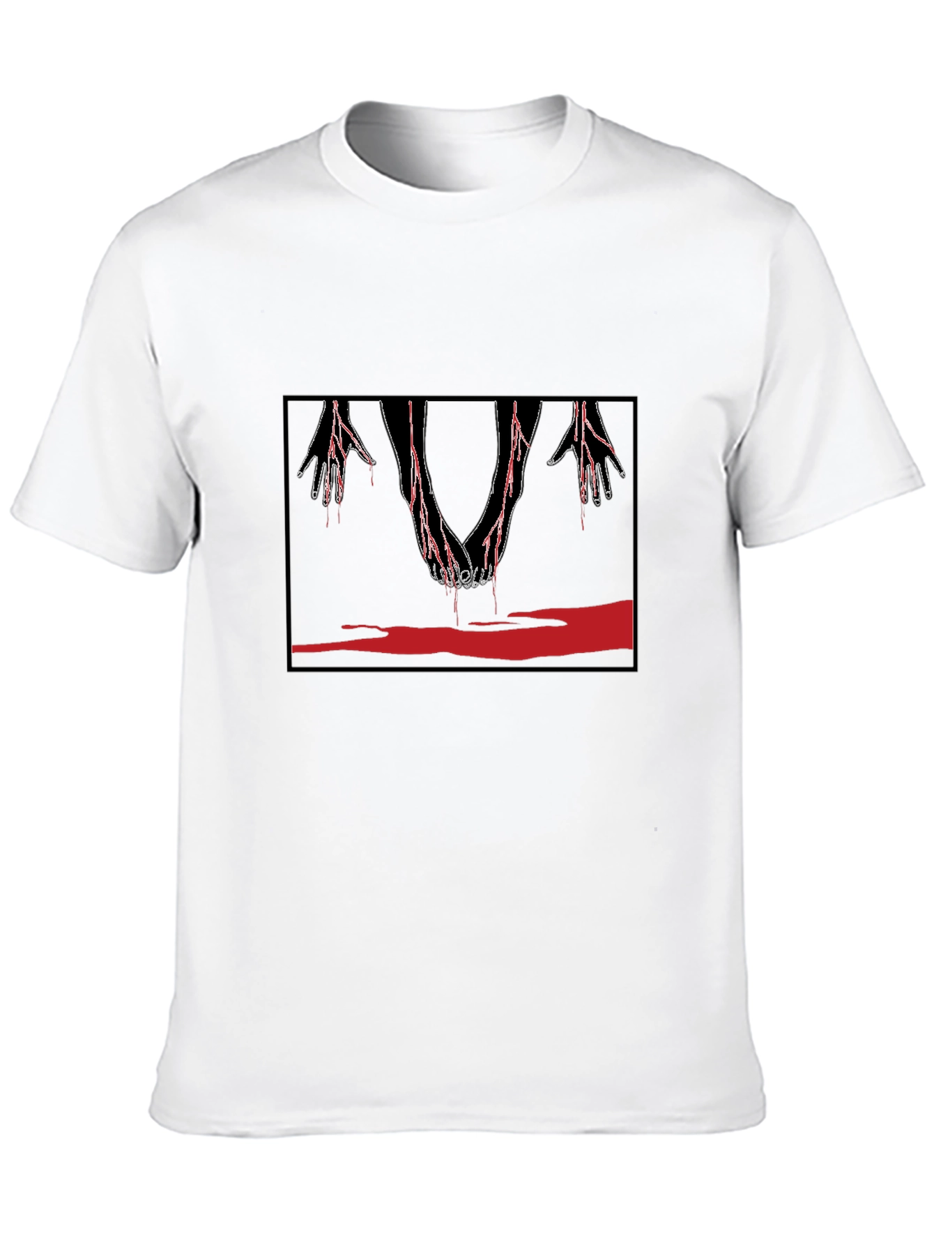 Black Edgy Graphic Tee: Bloody Handshake Design view 10
