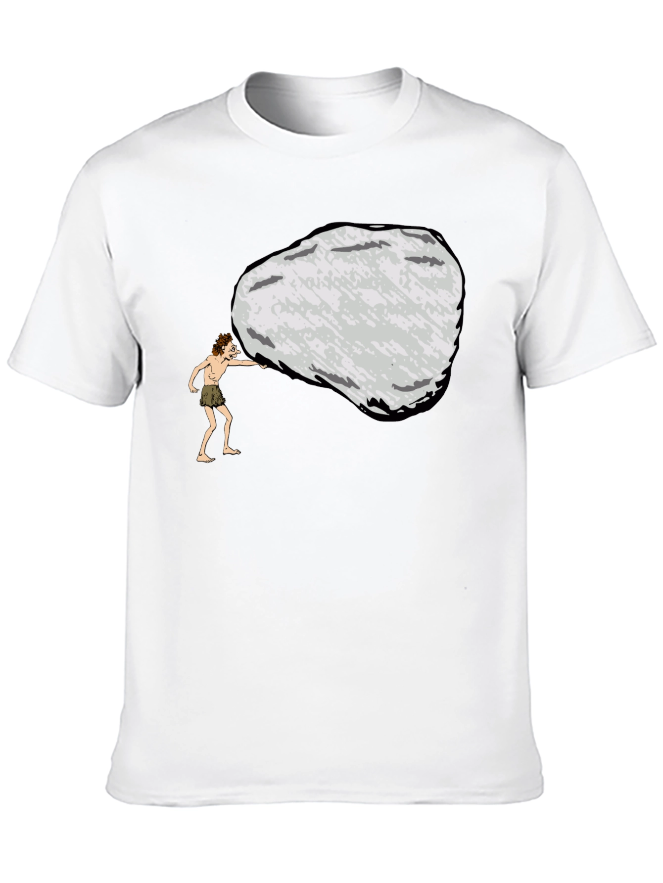 Black Caveman Pushing Boulder Graphic Tee view 10
