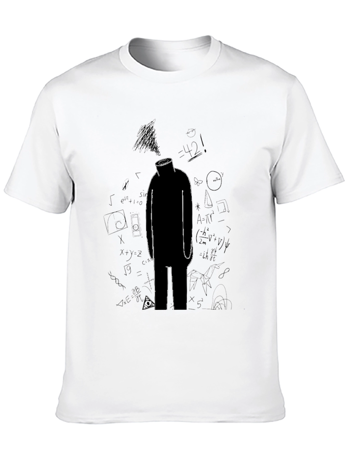 Black Abstract Math T-Shirt - Black Graphic Tee view 10