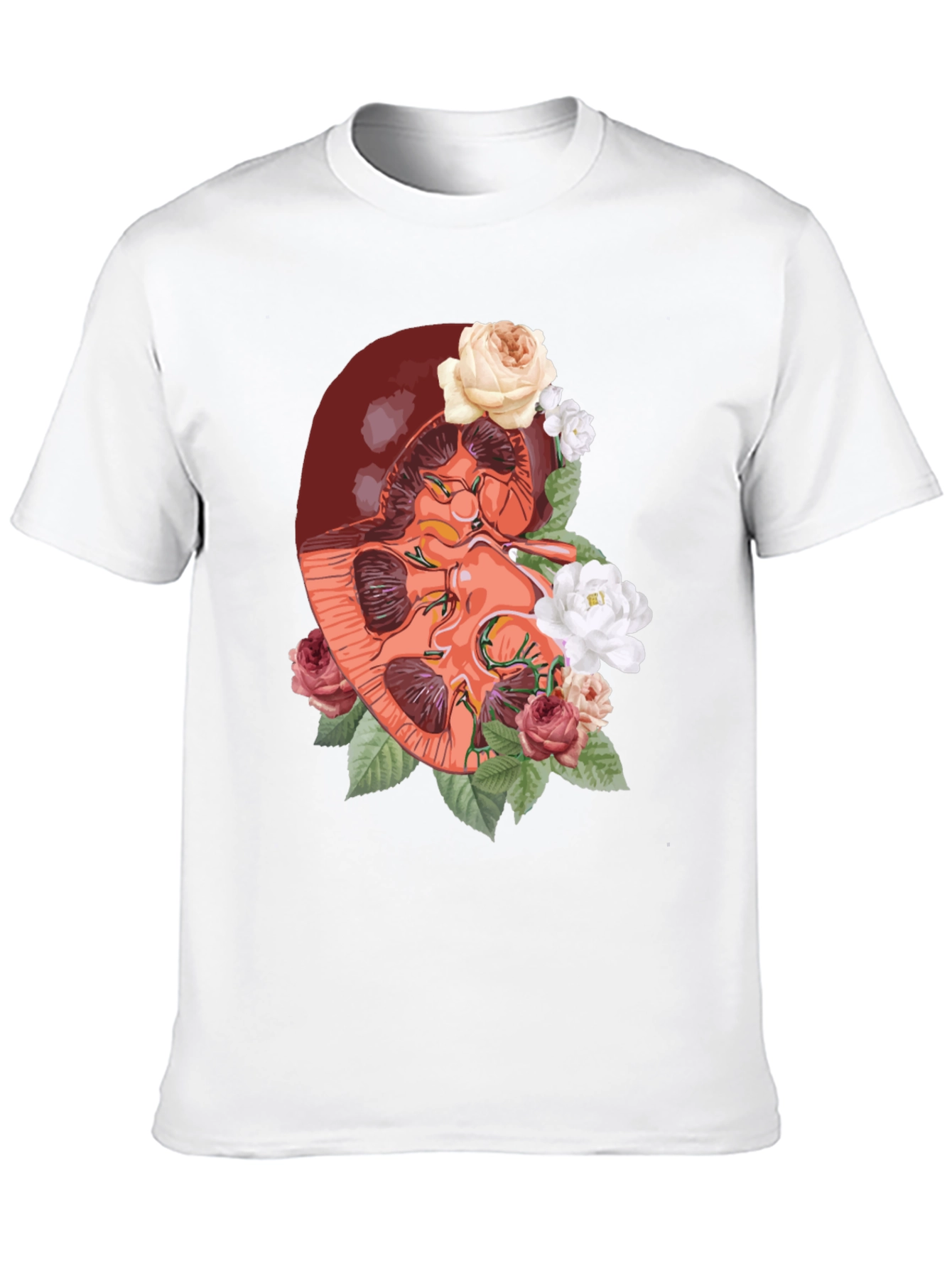 Black Floral Kidney Graphic Tee - Unique Anatomy T-Shirt view 10