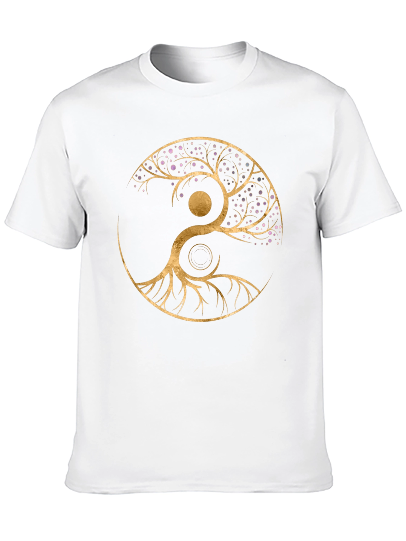 Black Yin Yang Tree of Life Black Graphic Tee view 10
