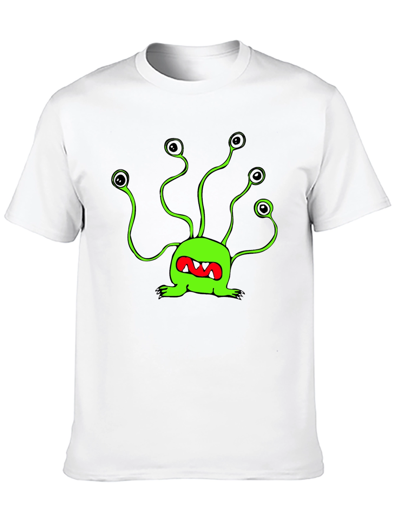 Funky Green Alien T-Shirt - Black Cotton Tee - 10