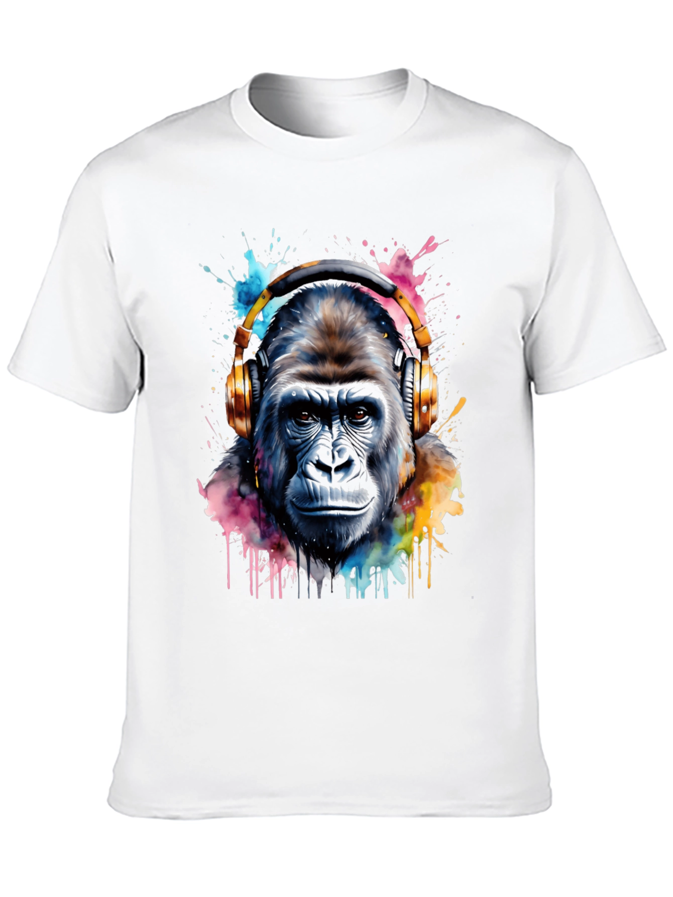Black Gorilla DJ Tee - Watercolor Ape T-Shirt view 10
