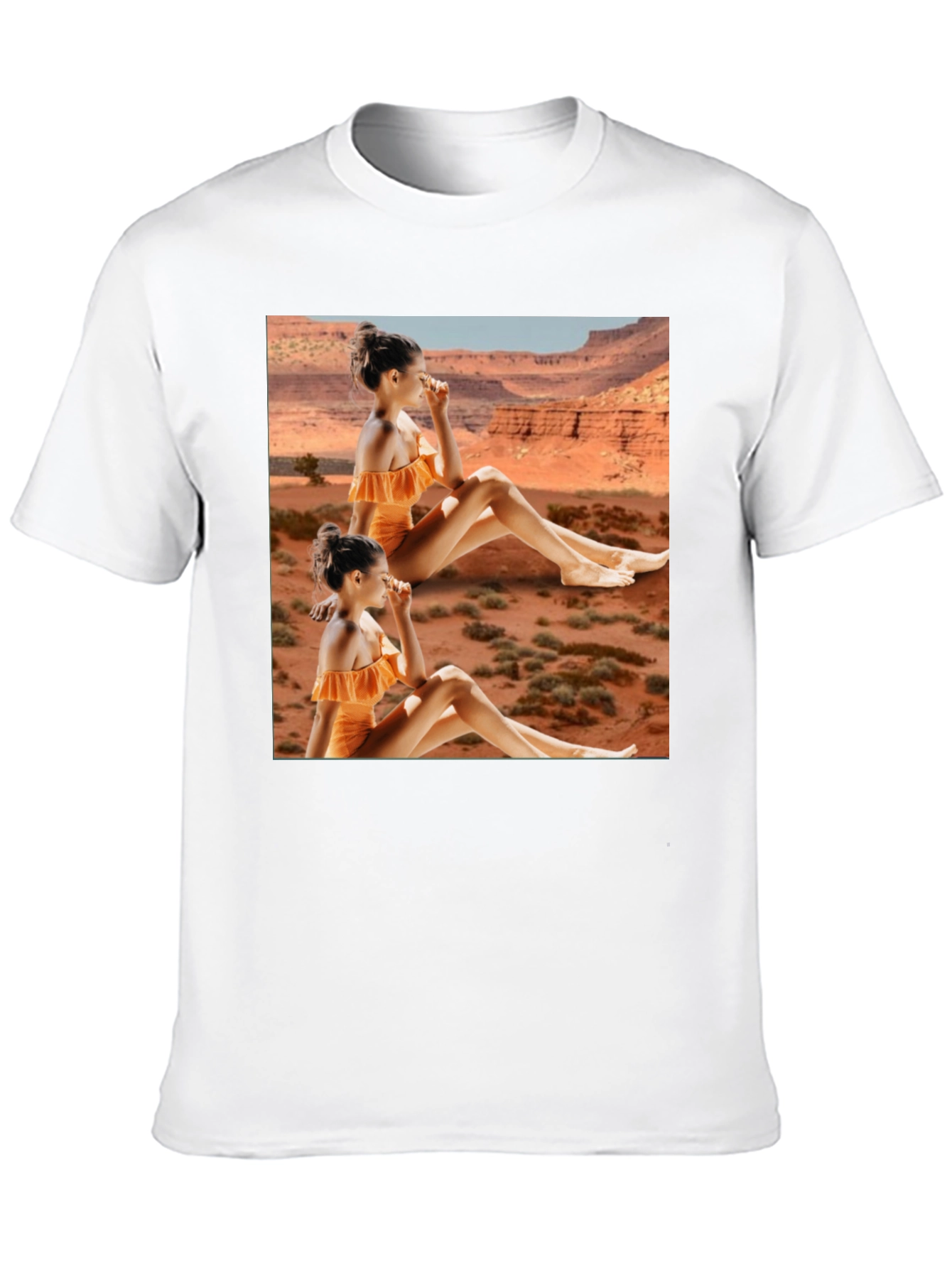 Black Trendy Black T-Shirt with Unique Desert Graphic Design view 10