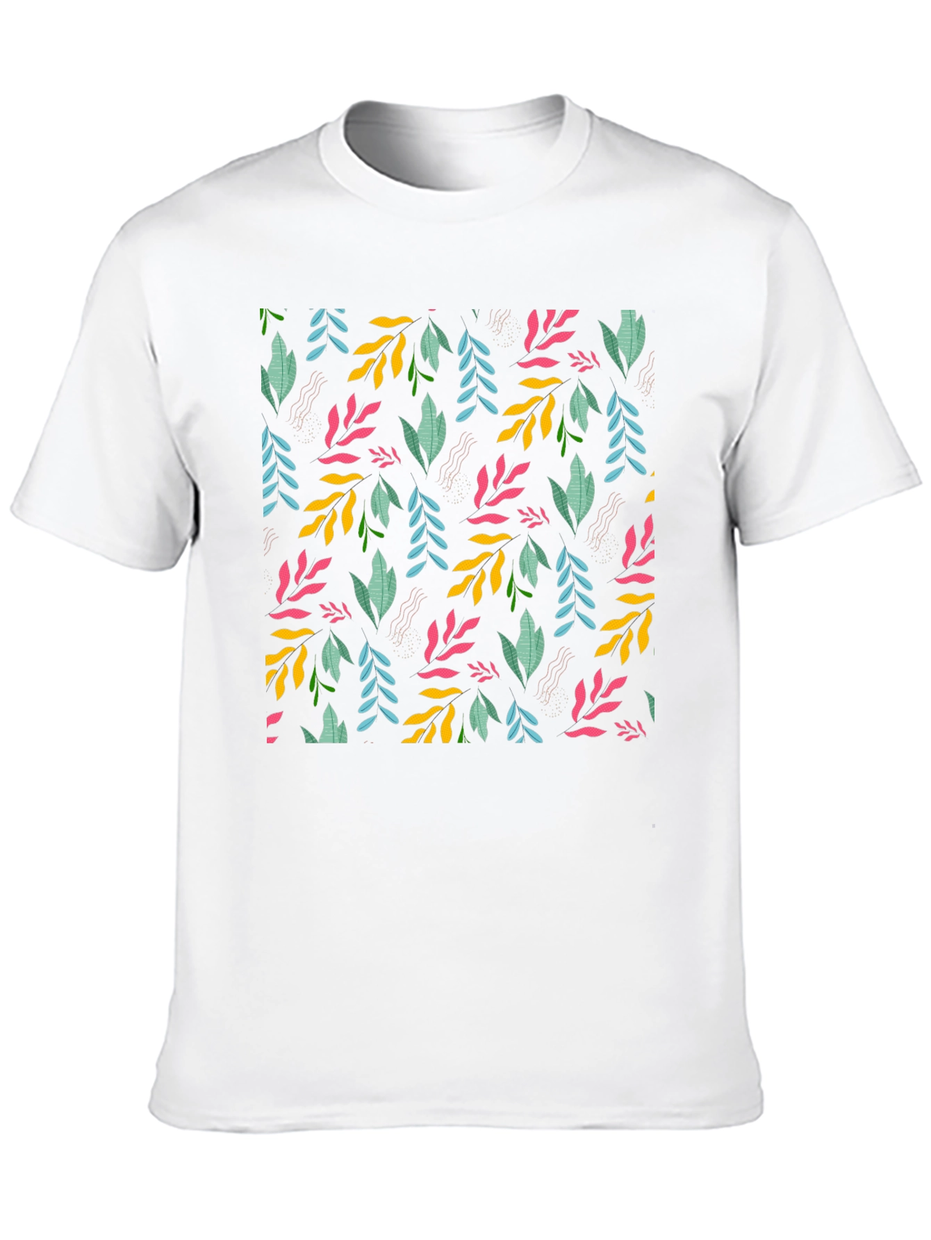 Black Leaf Pattern Black T-Shirt - Stylish Men's Tee view 10