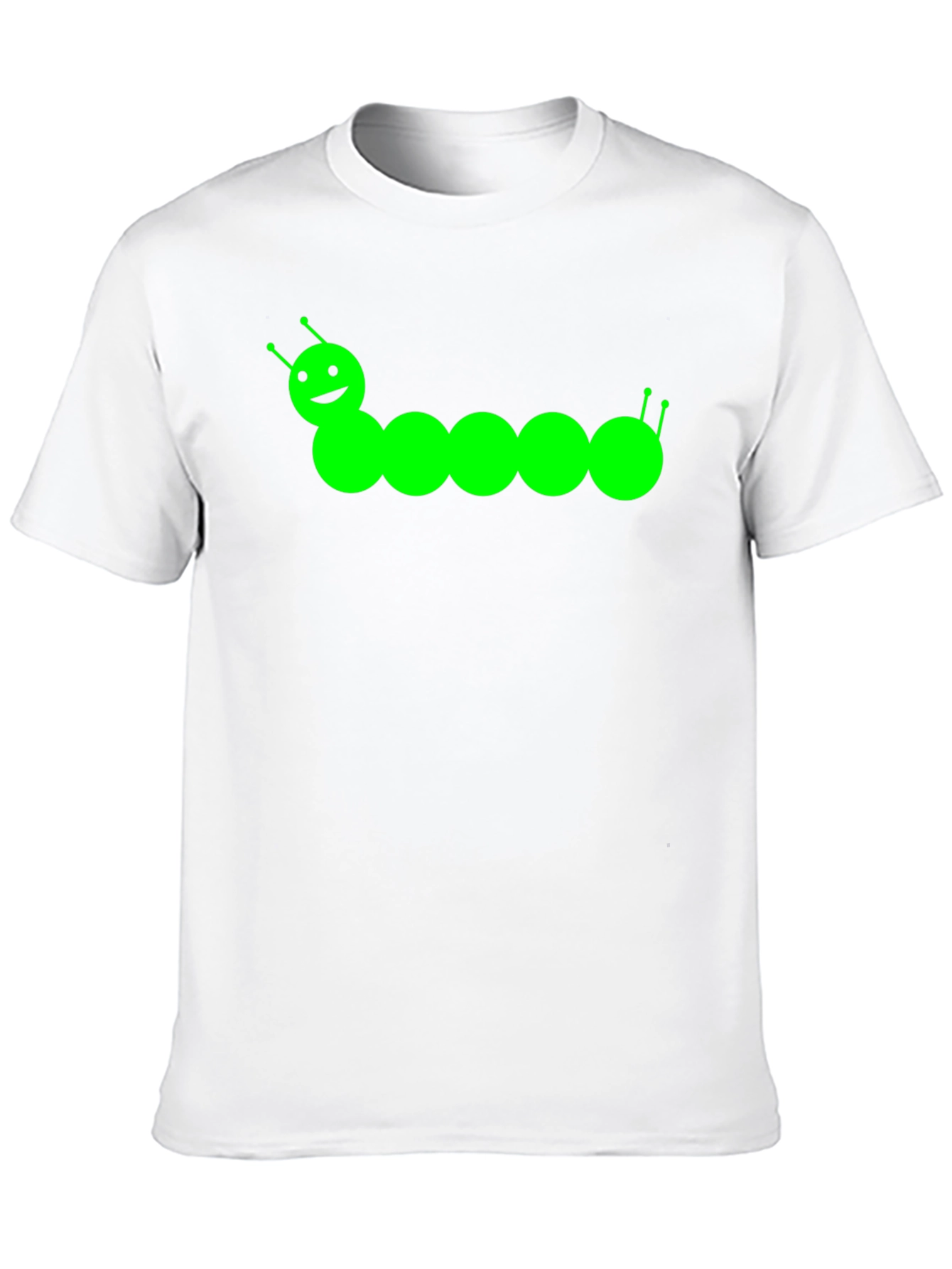 Black Cute Caterpillar Graphic Tee - Black Cotton T-Shirt view 10