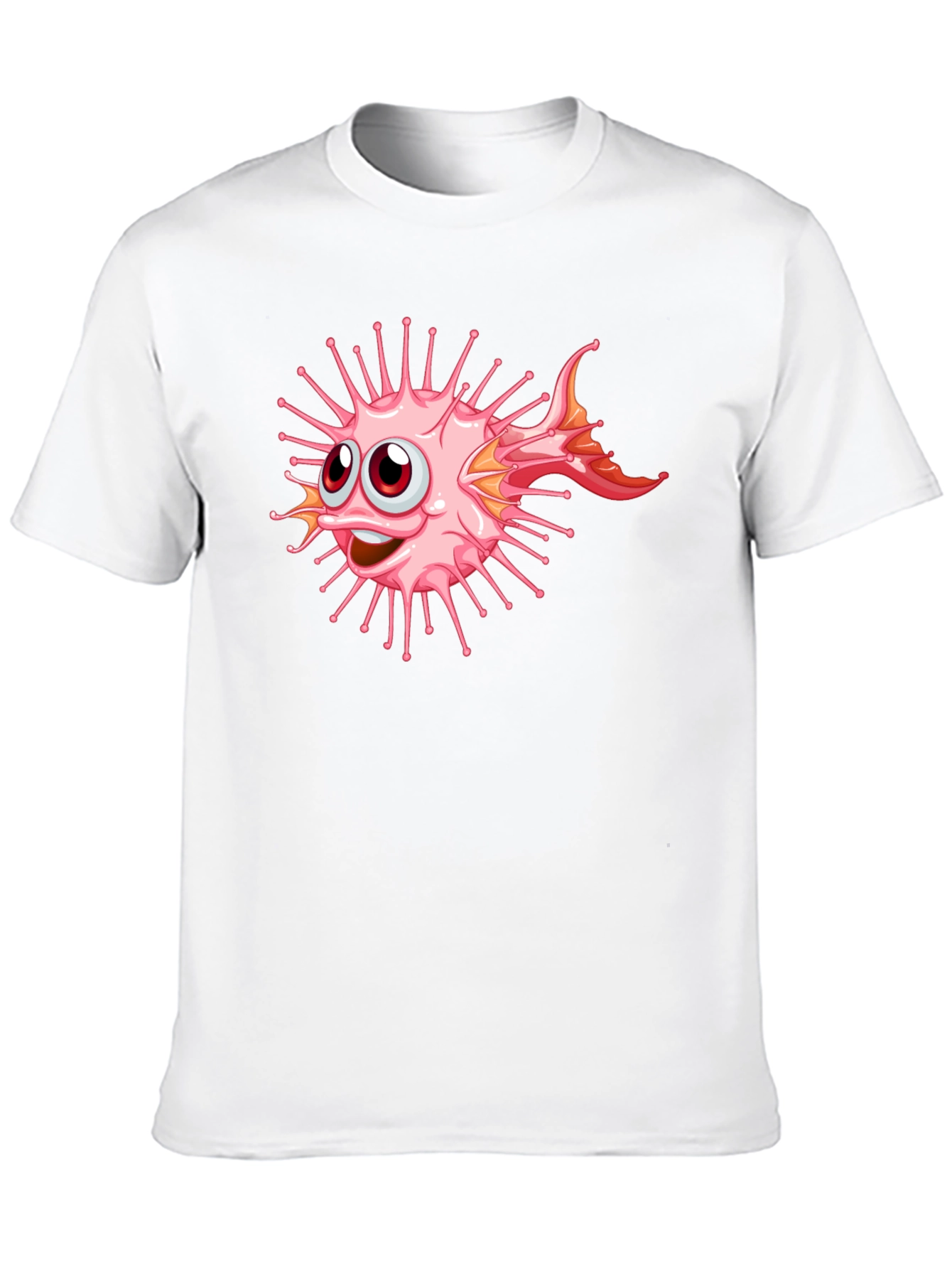 Black Cartoon Pufferfish Graphic Black T-Shirt view 10